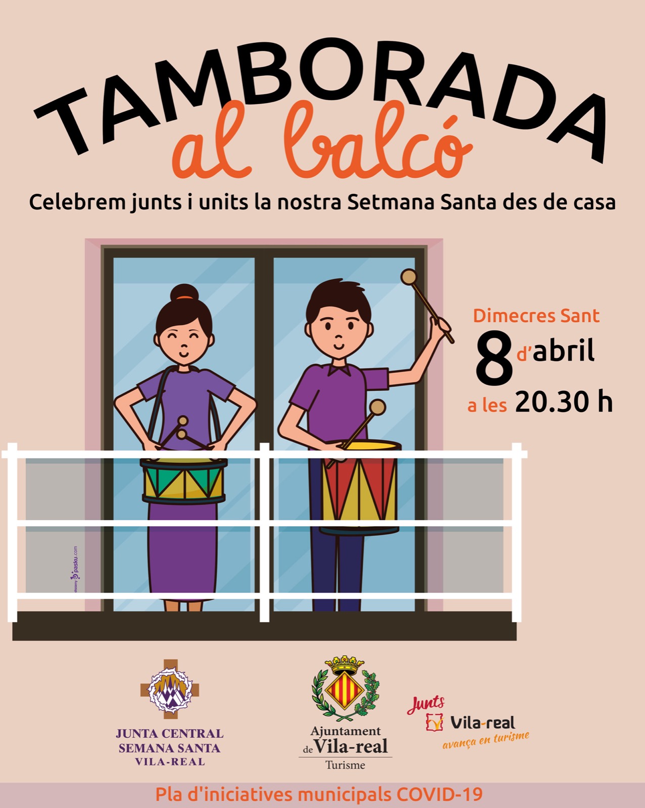 Vila-real celebrará dos nuevas tamboradas en los balcones para vivir la Semana Santa