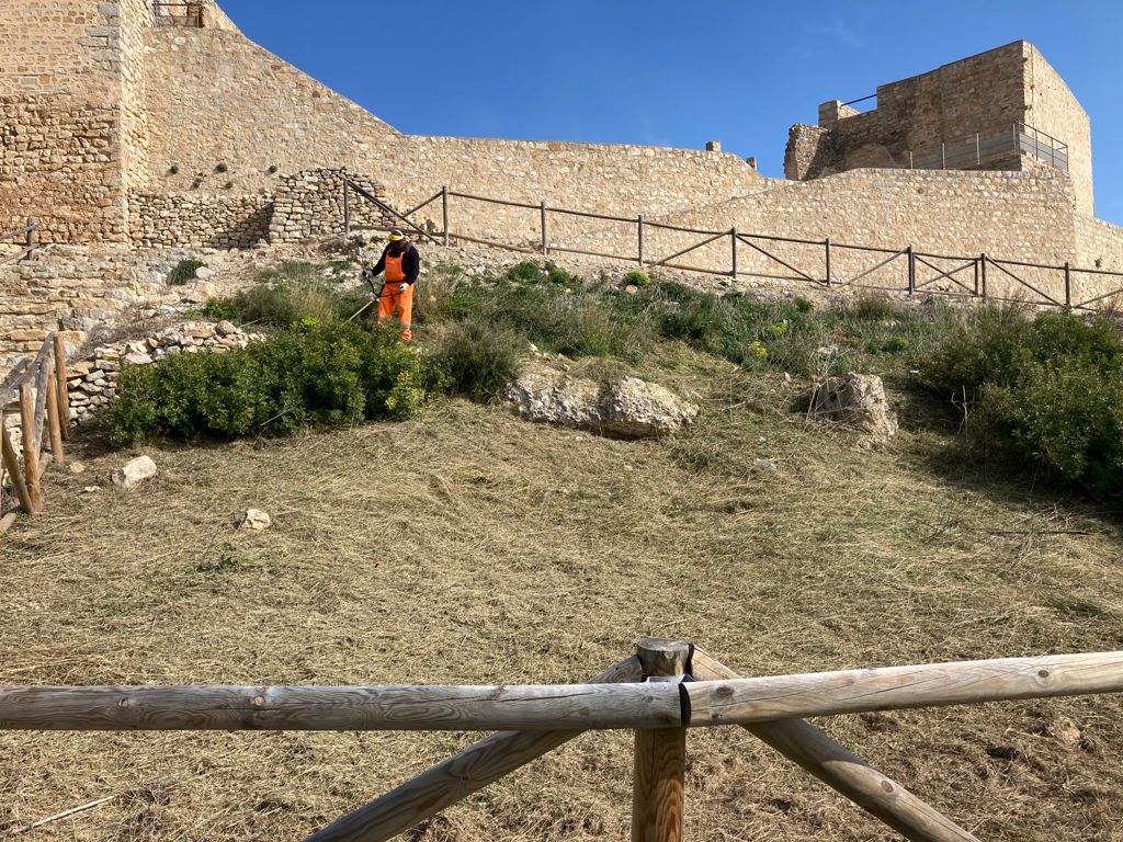 La Diputación de Castellón efectúa la limpieza del castillo de Xivert y prepara intervenciones por un valor de 40.000 euros para asegurar su conservación