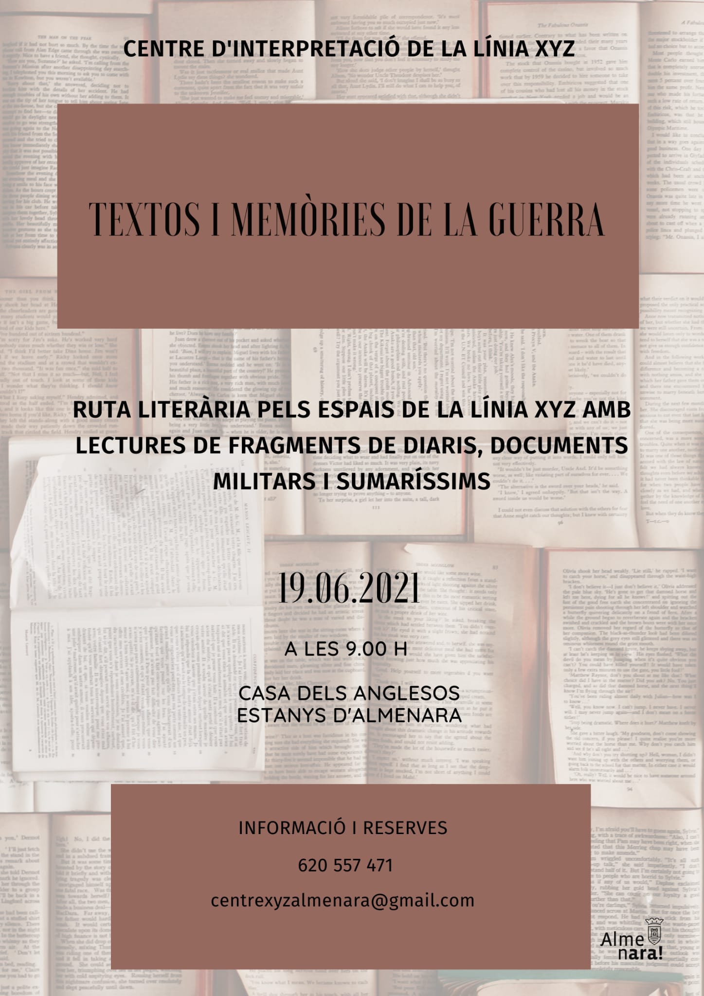 El Centre d’Interpretació de la Línia XYZ de Almenara programa el sábado 19 de junio una ruta con la lectura de textos y memoria sobre la guerra