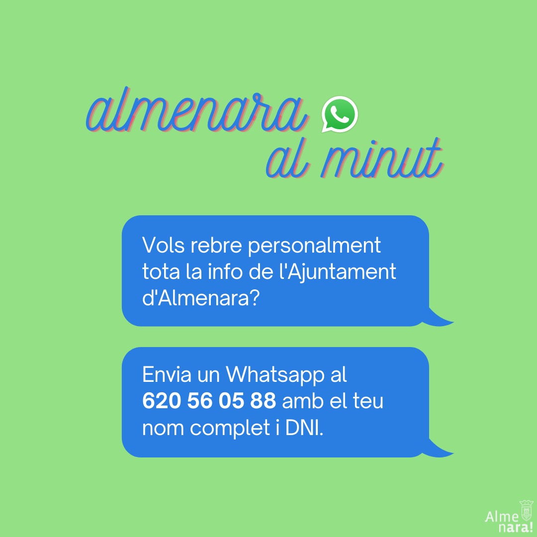 El servicio de comunicados y bandos por WhatsApp del ayuntamiento de Almenara supera los 500 usuarios
