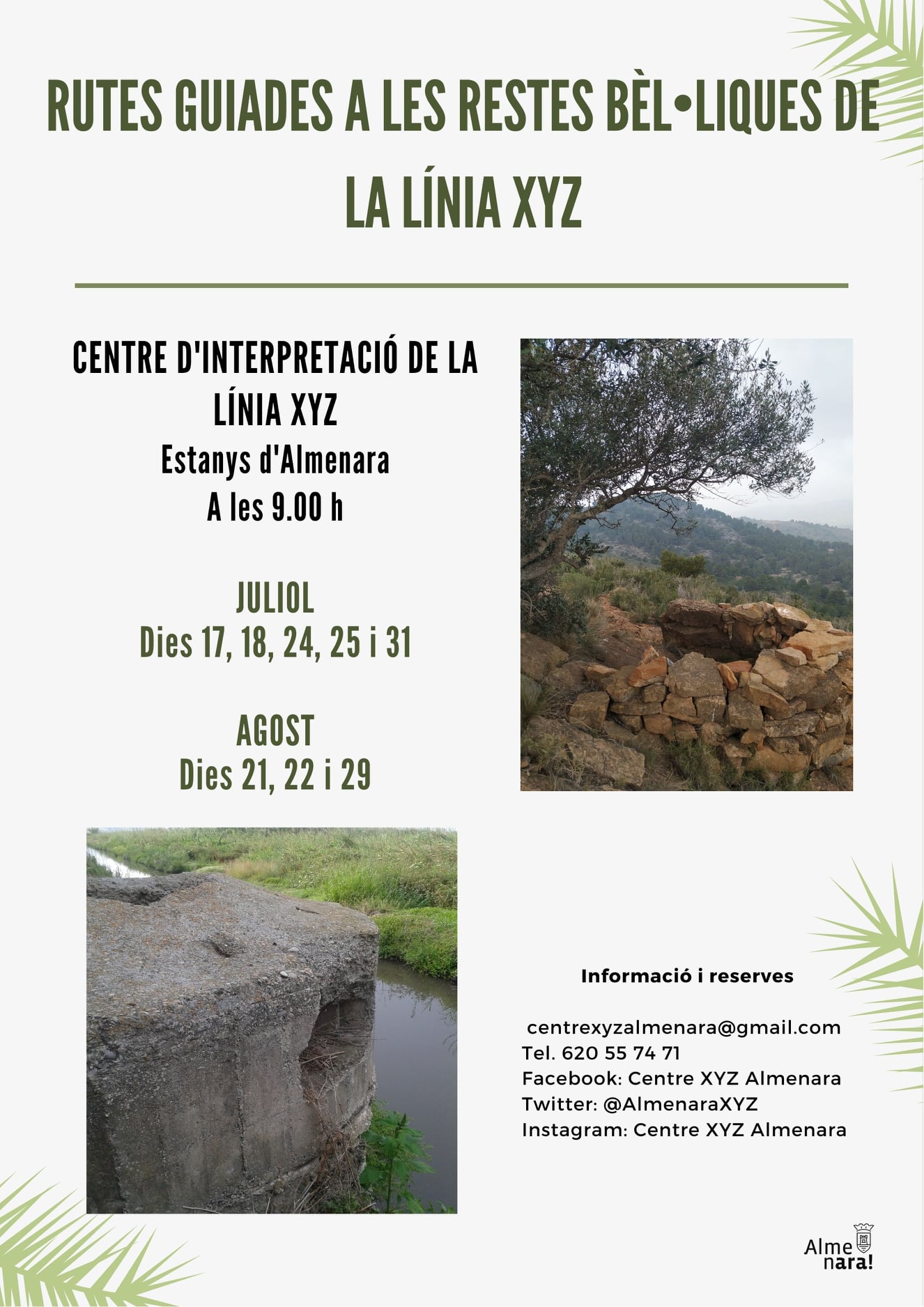El Centre d’Interpretació de la Línia XYZ de Almenara programa el calendario de rutas de julio y agosto