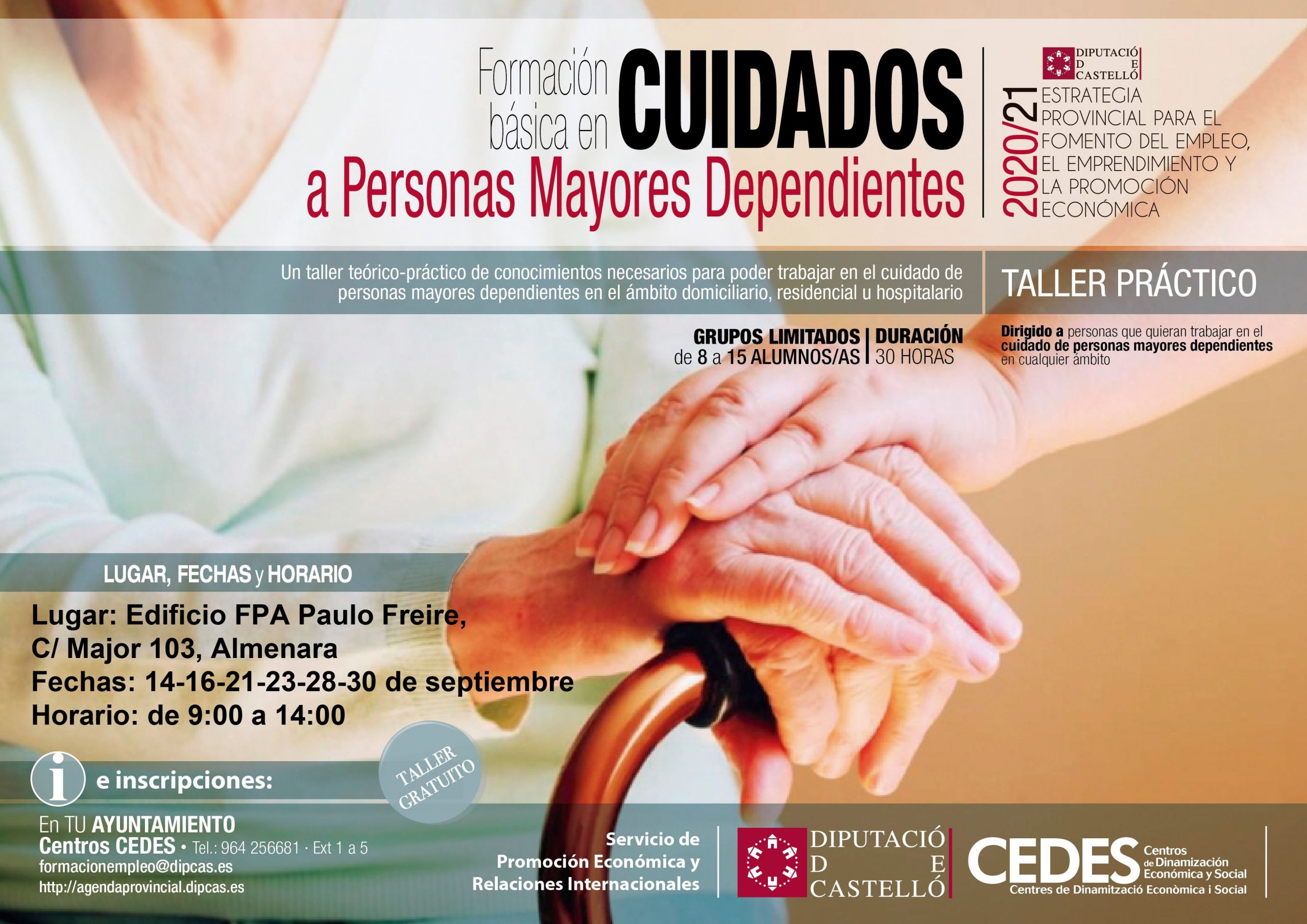 Almenara acogerá un taller sobre formación básica en cuidados a personas mayores dependientes
