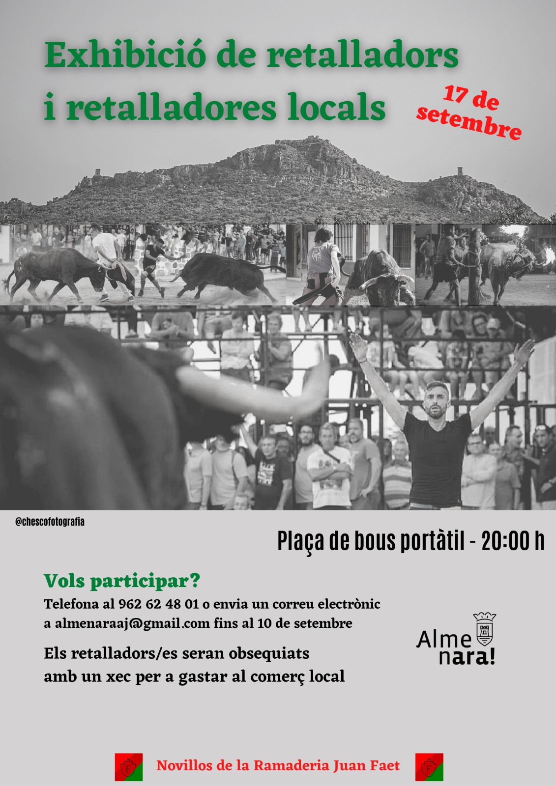 Almenara organizará una exhibición de recortadores y recortadoras locales en la plaza portátil del recinto ferial