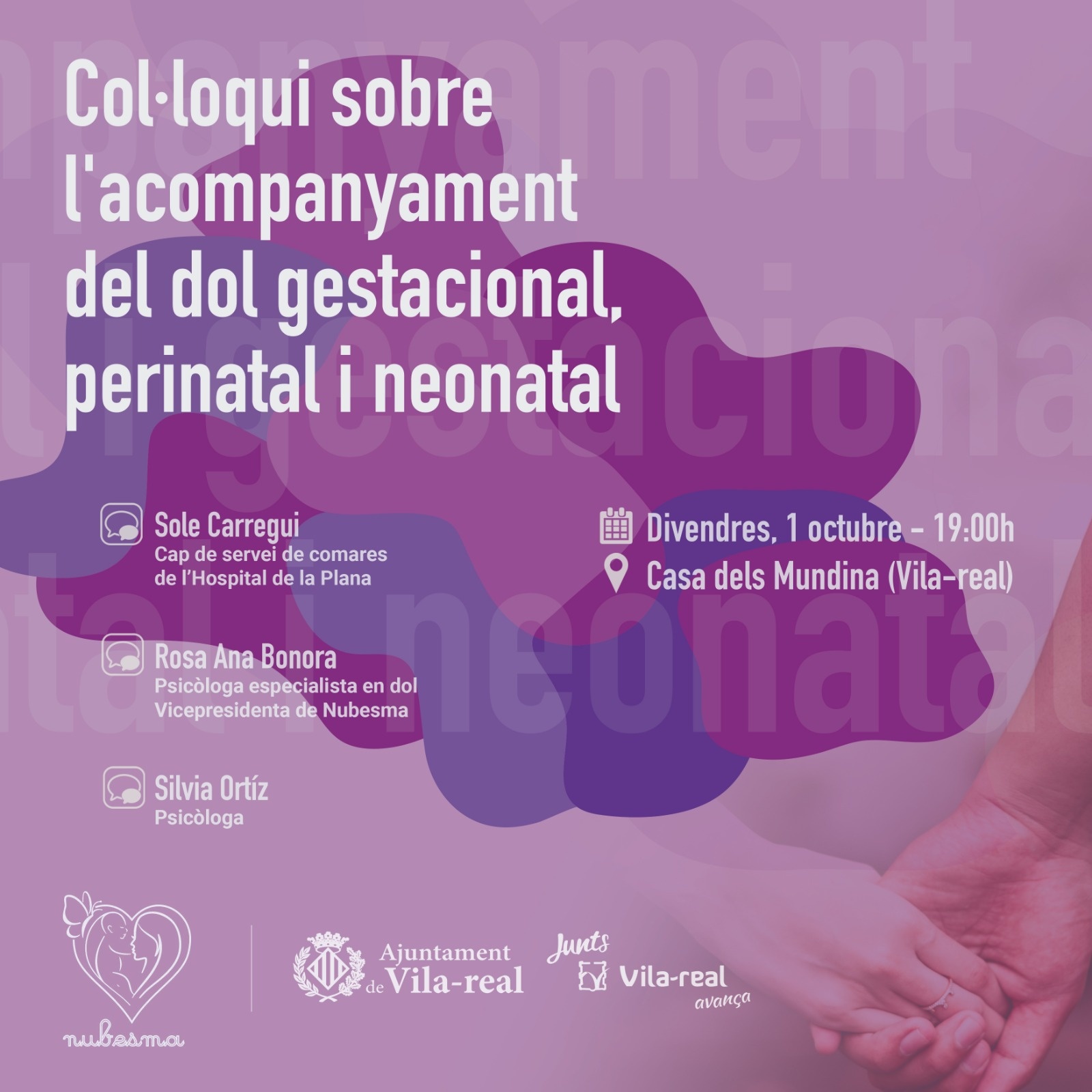 Vila-real aborda el duelo gestacional, perinatal y neonatal en una charla coloquio de la mano de Nubesma