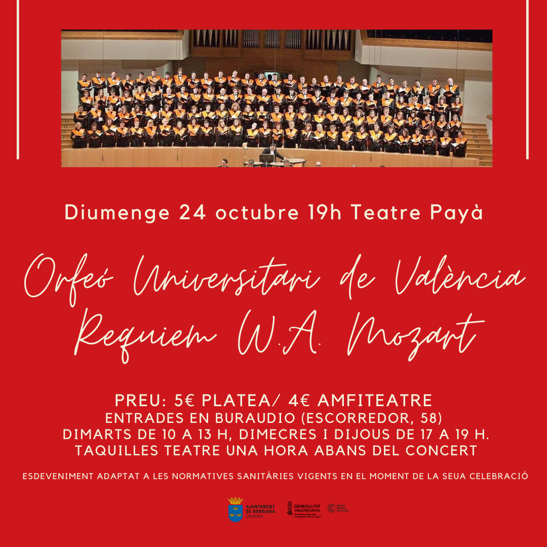 Burriana homenajea a José Manuel Fandos Ferrada con  el ‘Réquiem’ de Mozart en el Teatre Payà
