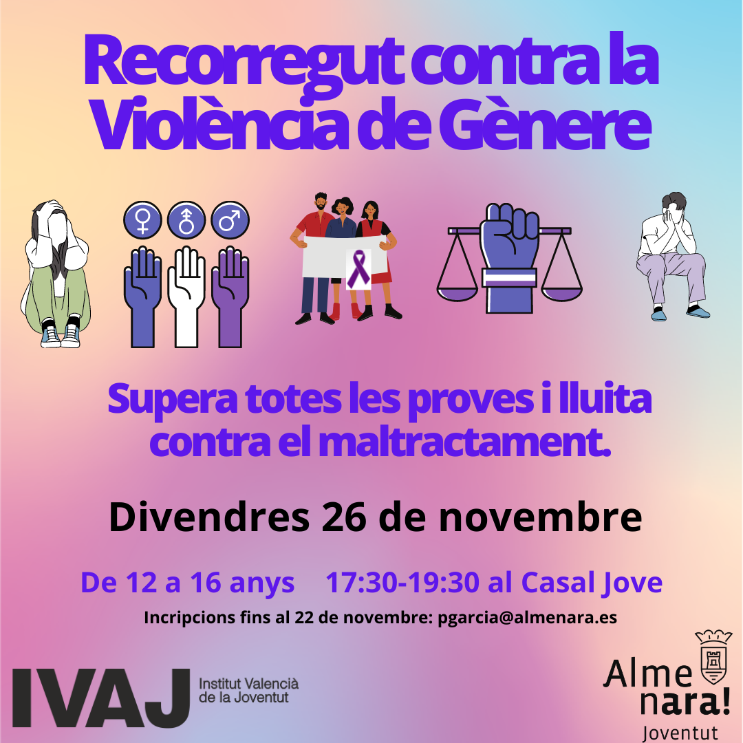 La concejalía de juventud de Almenara organiza para el viernes 26 de noviembre una yincana contra la violencia de género