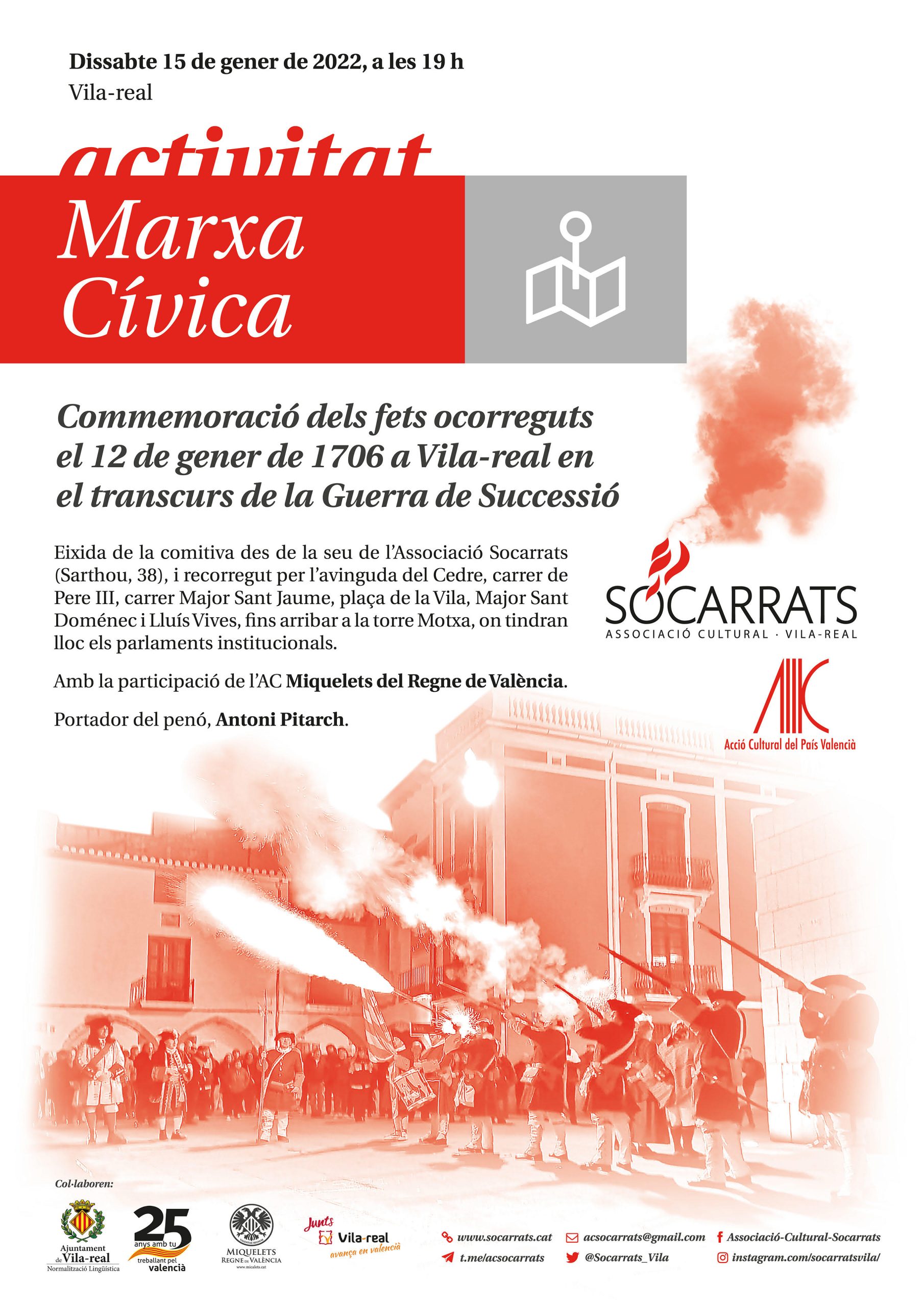 Vila-real conmemora la Crema de 1706 con la tradicional marcha cívica por las calles de la ciudad