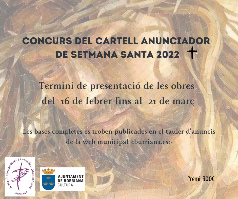 Burriana convoca el concurso del cartel anunciador de Semana Santa 2022