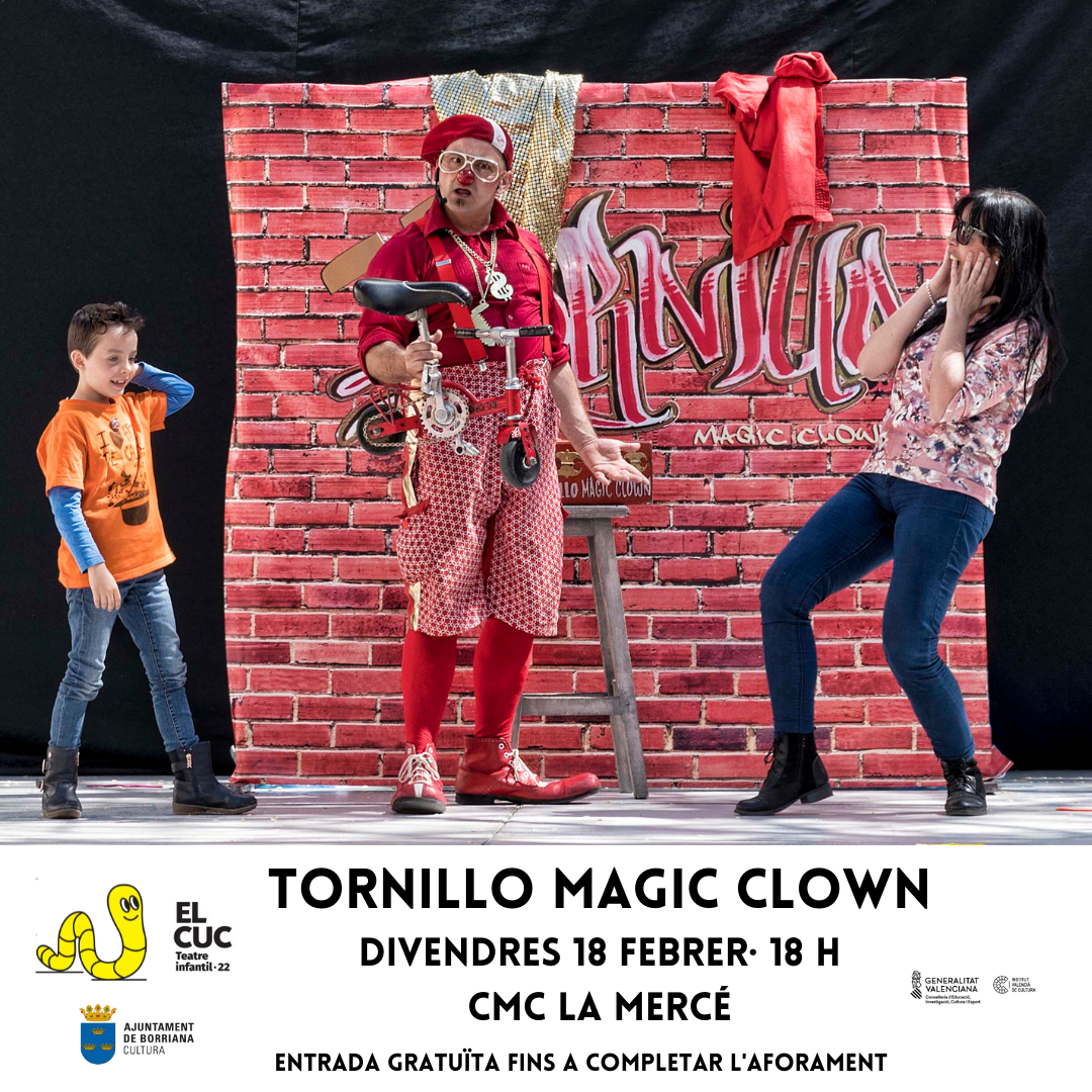Continúa el Ciclo de teatro infantil El Cuc con ‘Tornillo Magic Clown’ en el CMC la Mercè de Burriana