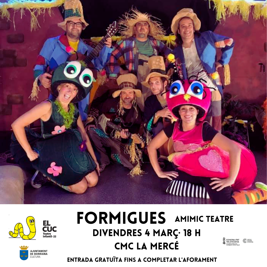 Vuelve El Cuc con el espectáculo musical ‘Formigues’ este viernes en el CMC la Mercé de Burriana