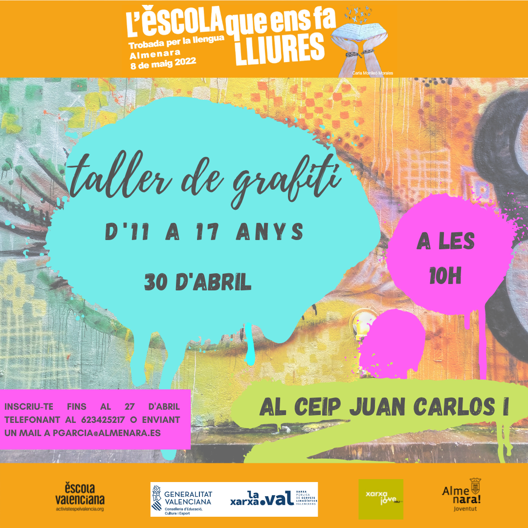 Abierta la inscripción para participar en el taller de graffiti conmemorativo de la ‘Festa per la llengua’ de Almenara