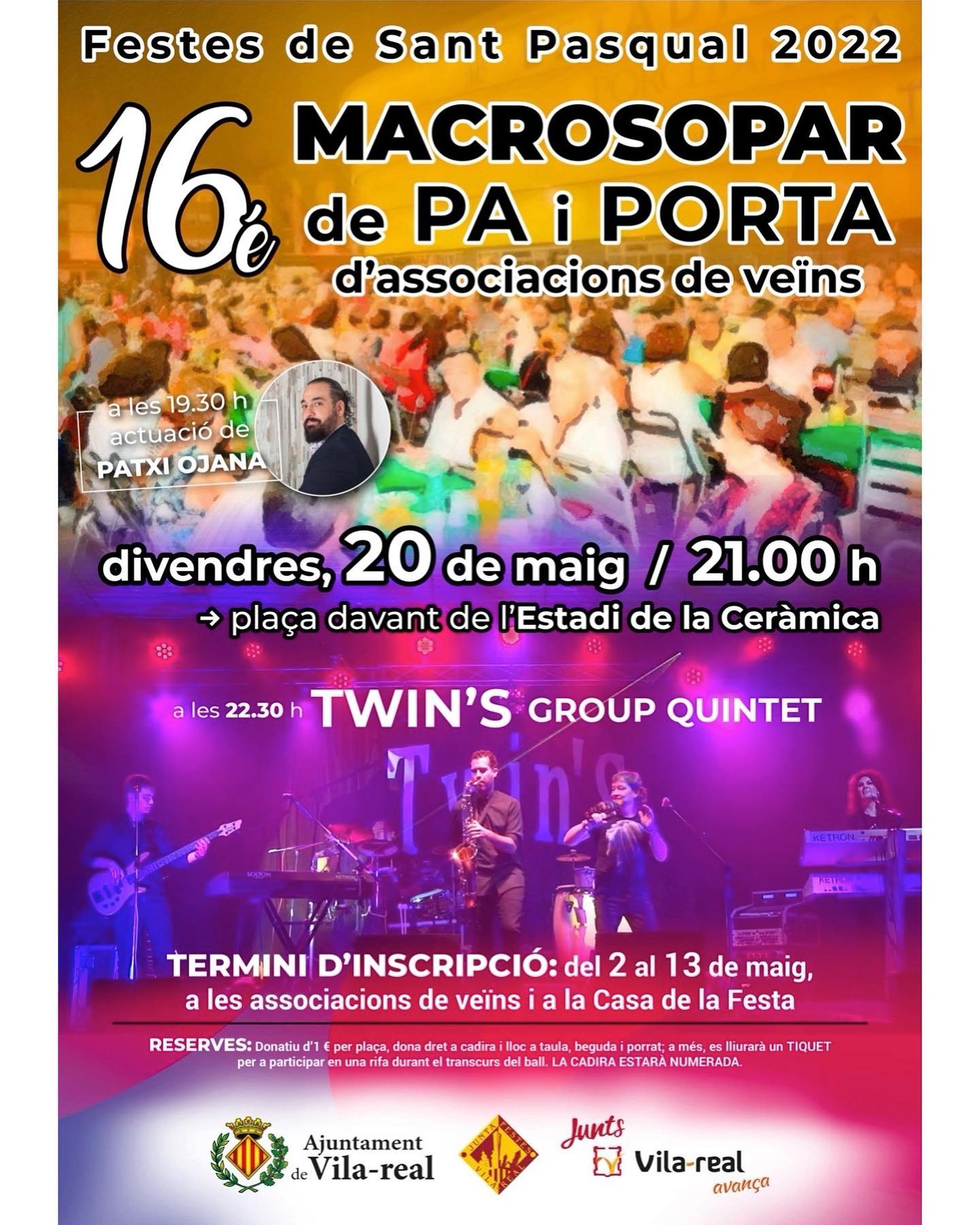 Las fiestas recuperan el día 20 el Macrosopar de vecinos de Vila-real para favorecer el reencuentro y la reconexión tras la pandemia