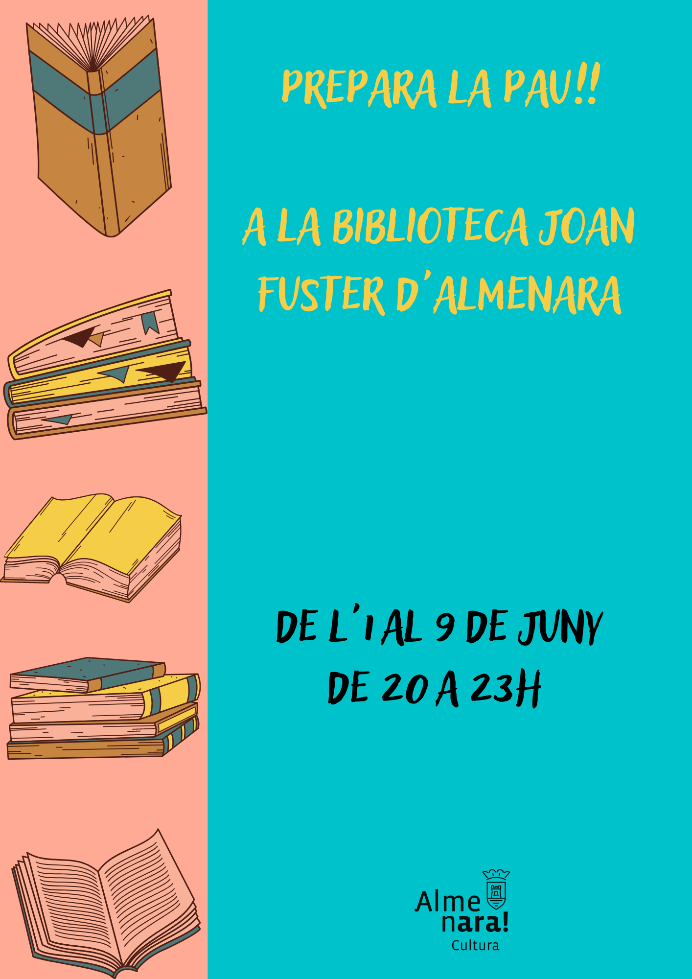 Almenara amplía del 1 al 9 de junio el horario de la Biblioteca Joan Fuster