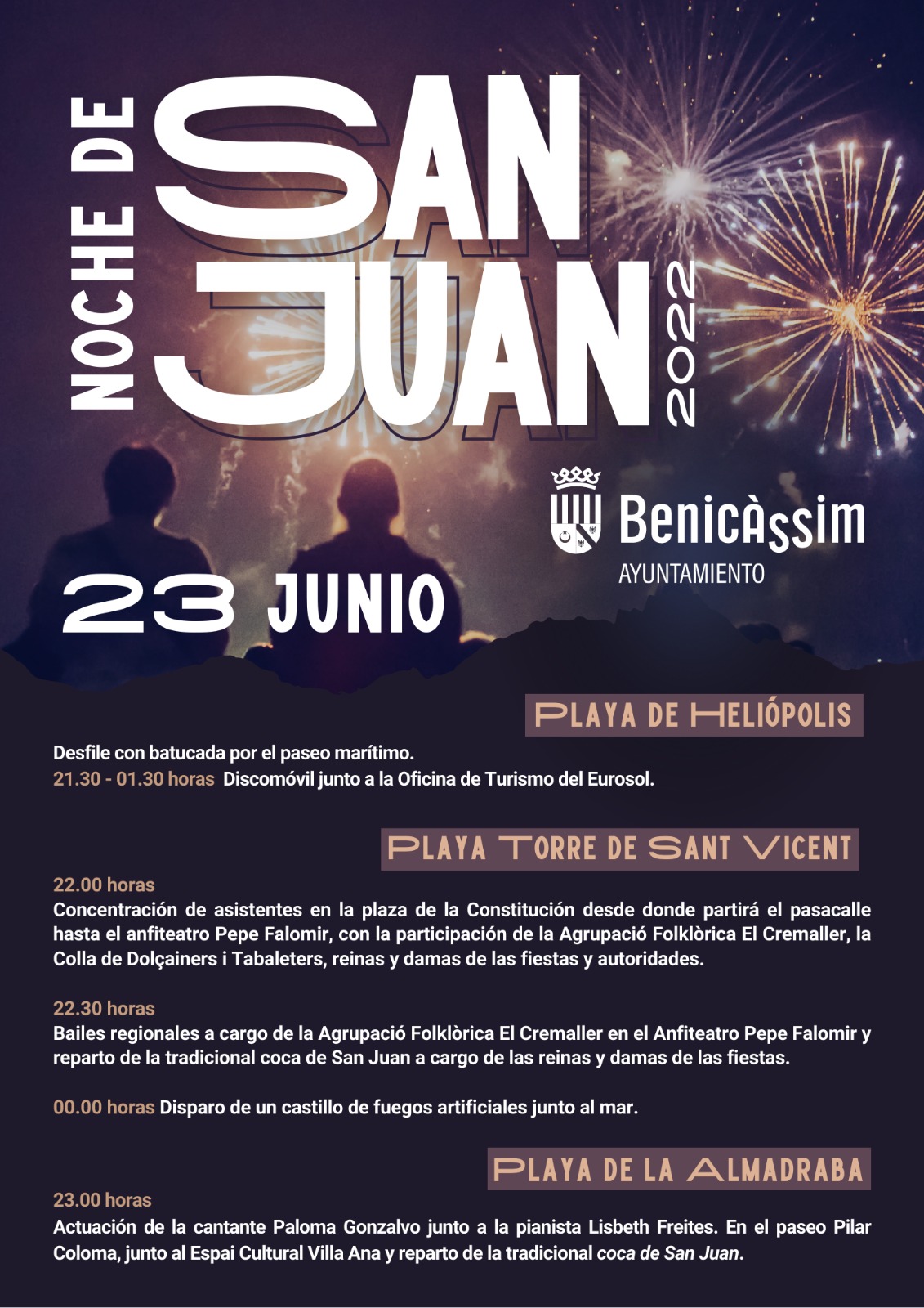 Benicàssim programa música, bailes y fuegos artificiales para la Noche de San Juan