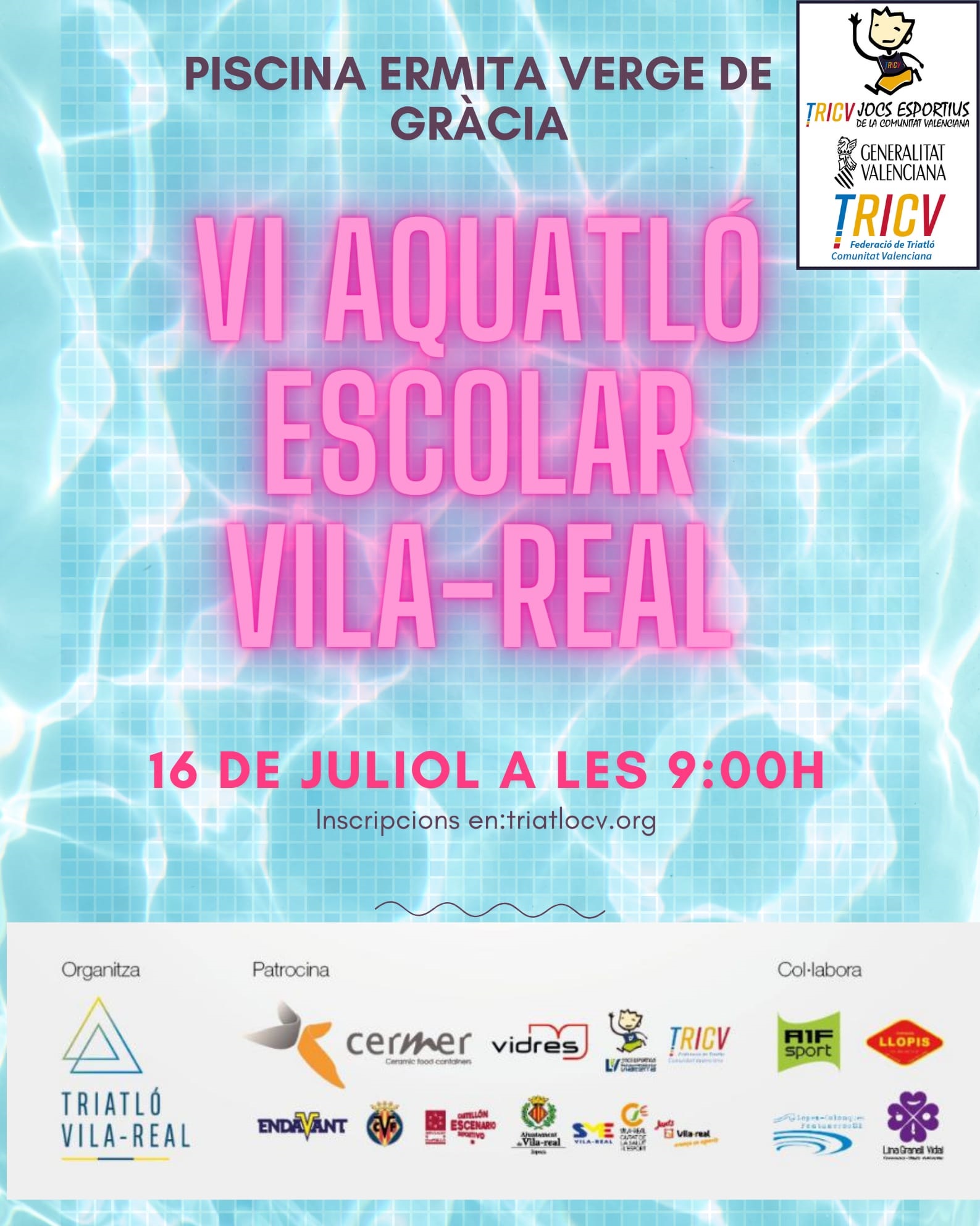 La piscina del Termet reunirá a 300 niños y niñas en el VI Acuatlón Escolar del Club Triatló Vila-real