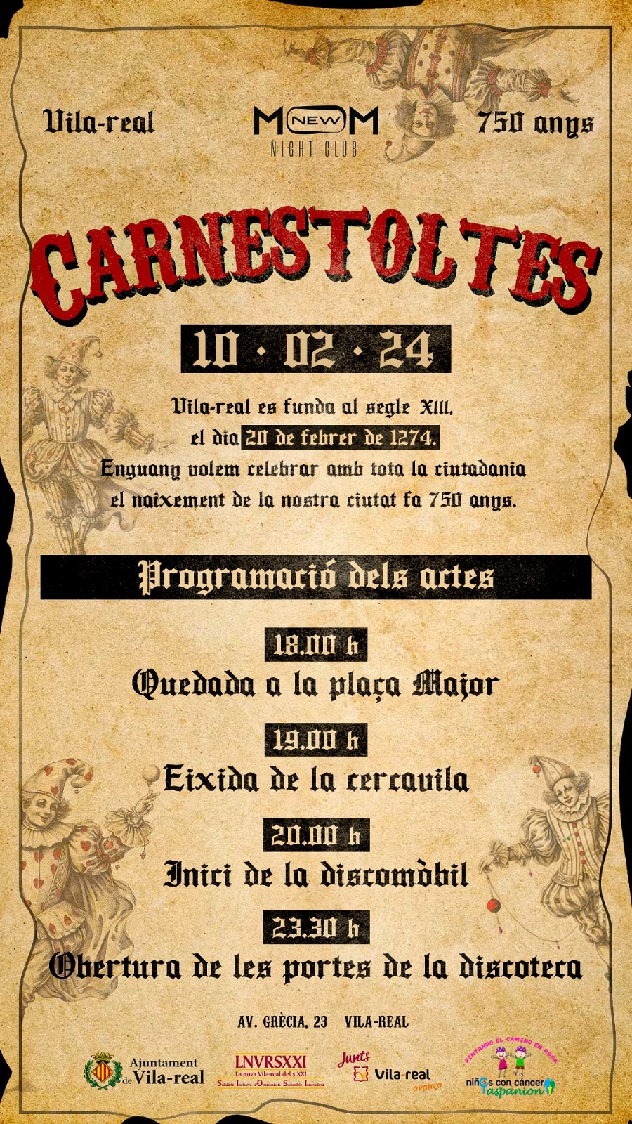 Vila-real celebrarà el Carnestoltes amb temàtica medieval per a commemorar el 750é aniversari de la fundació de la ciutat
