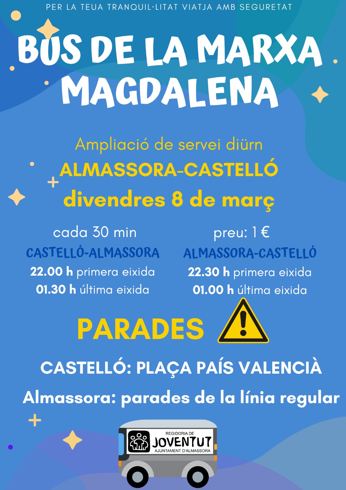 Almassora habilita el Bus de la Marxa a la Magdalena este divendres