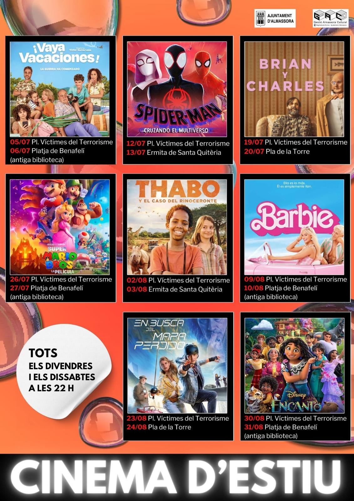Almassora projectarà huit pel·lícules a l’aire lliure dins del cicle Cinema d’Estiu