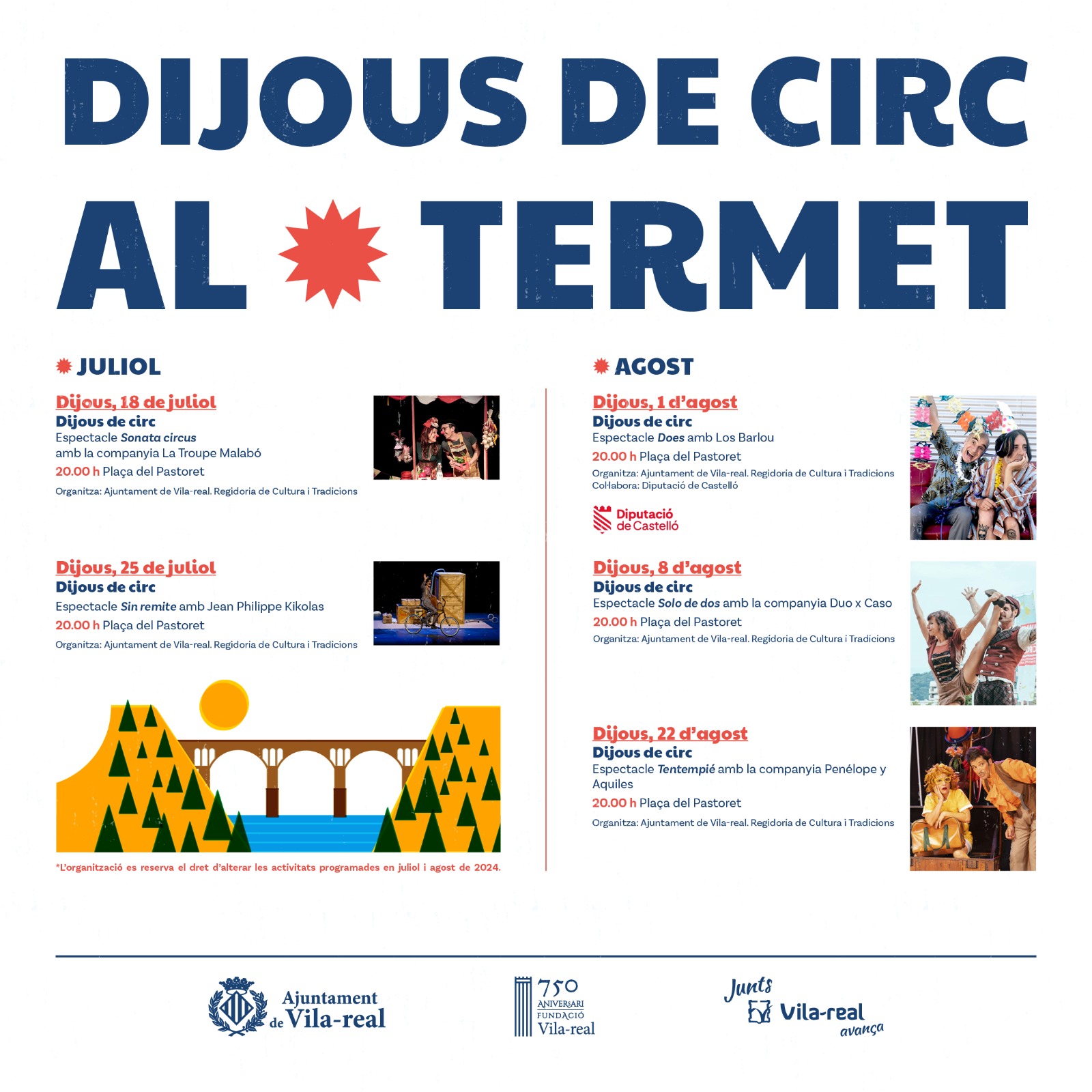 ‘Dijous de circ’ arranca dijous per a omplir de circ i humor l’estiu de Vila-real amb cinc representacions al Termet