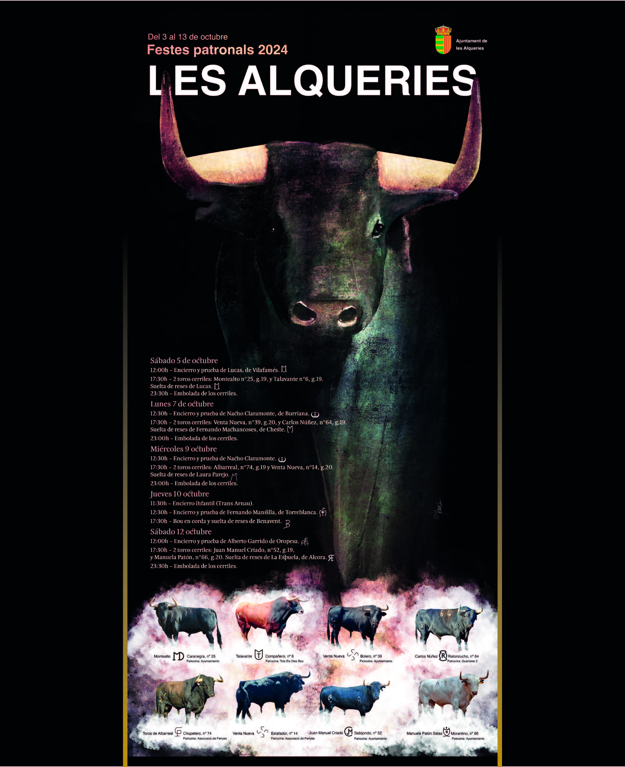 Les festes patronals en honor a la «Virgen del Niño Perdido» comptaran amb un ampli cartell taurí amb bous salvatges i exhibició de bestiar de la Comunitat Valenciana