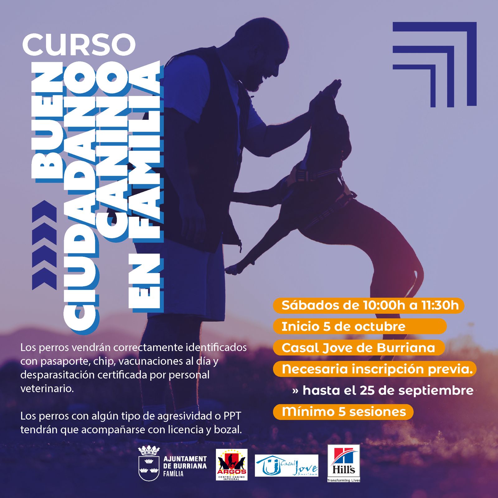 L’Ajuntament de Burriana llança el curs “Buen Ciudadano Canino en Familia”