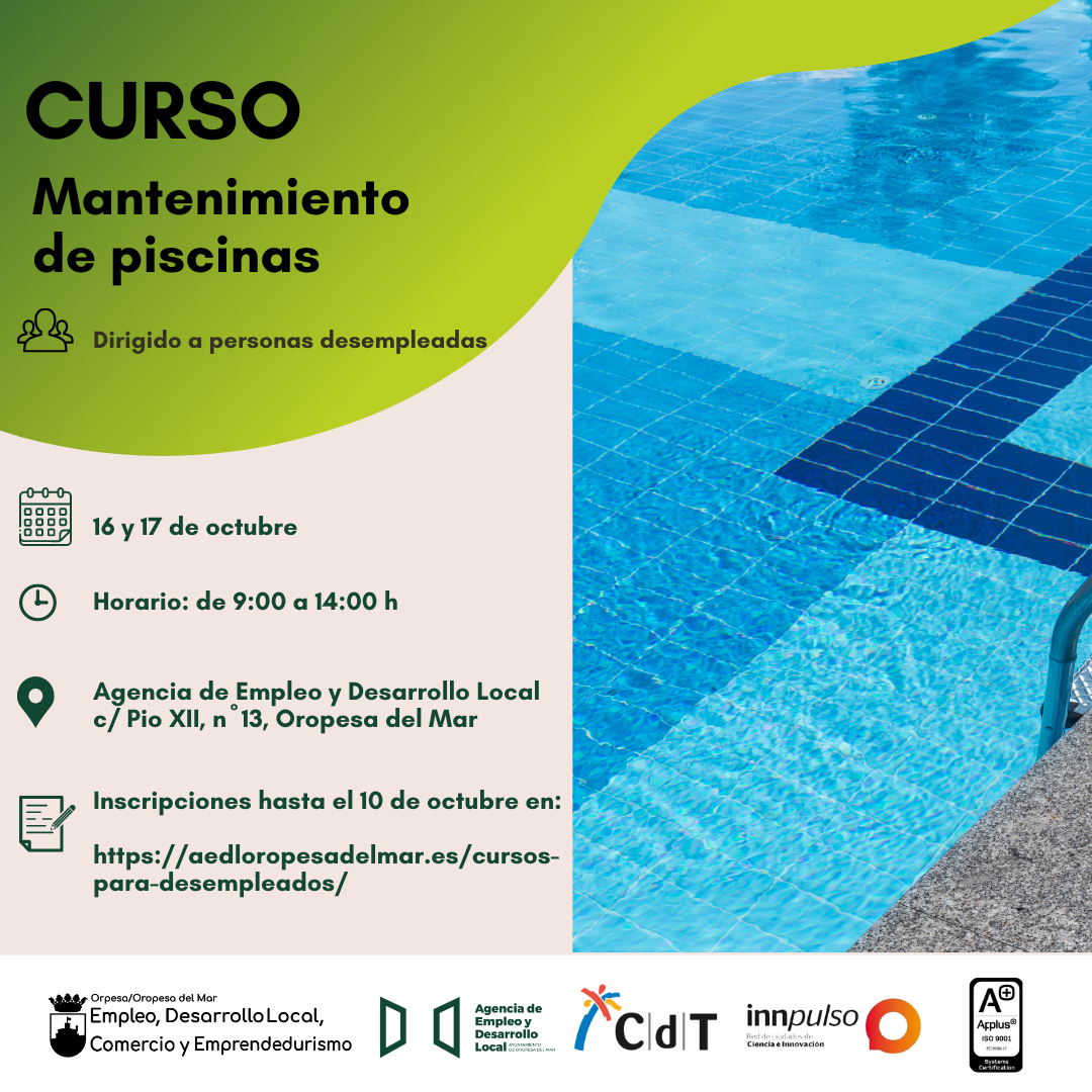Orpesa oferirà un curs de manteniment de piscines el 16 i 17 d’octubre