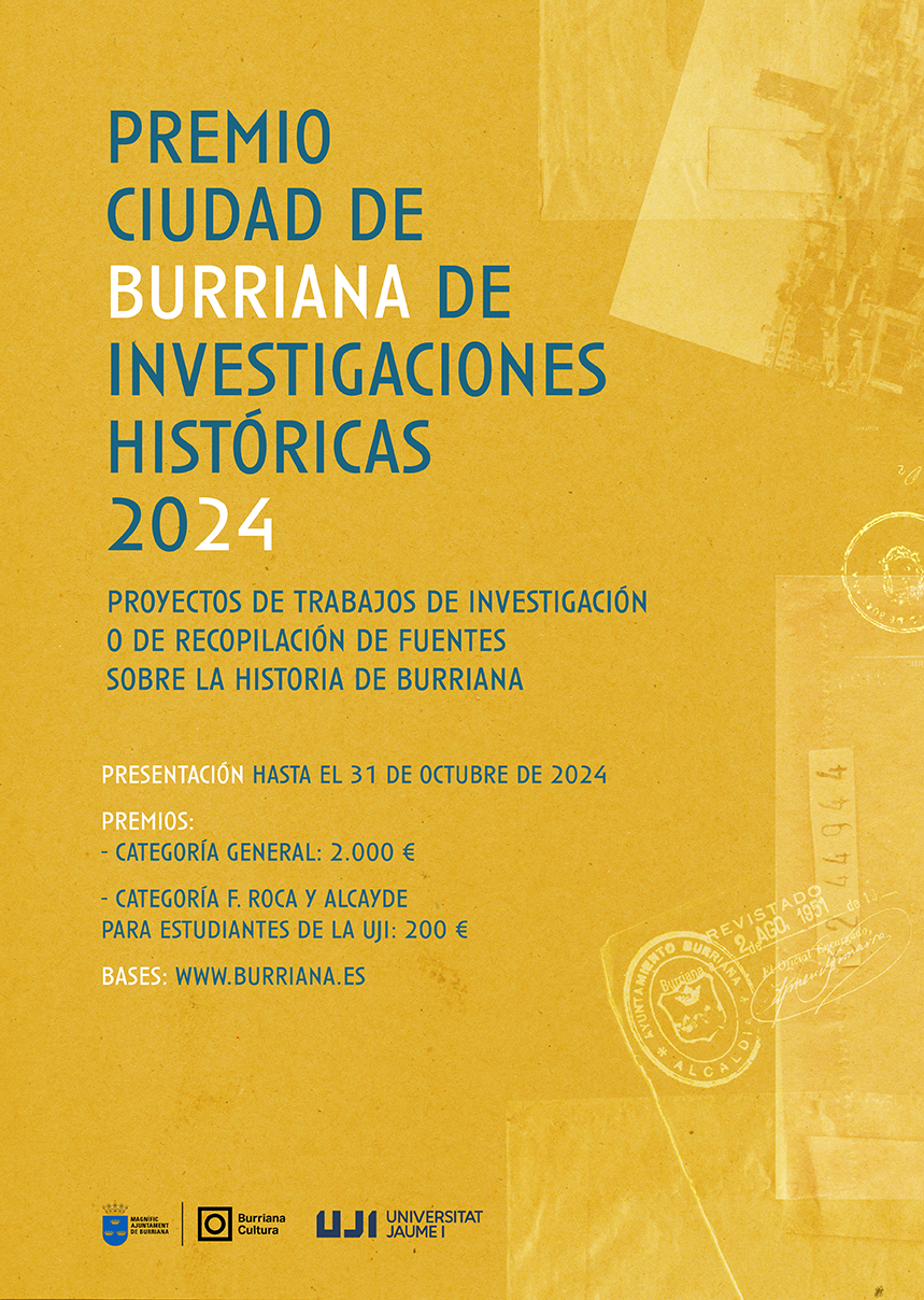La capital de la Plana Baixa convoca el premi Ciutat de Burriana d’investigacions històriques 2024
