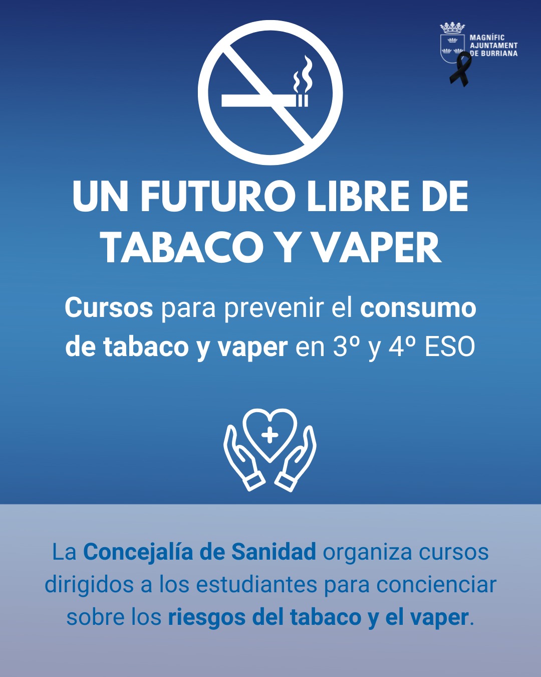 Burriana llança cursos d’educació sanitària per a adolescents sobre els riscos del tabac i el vapeig