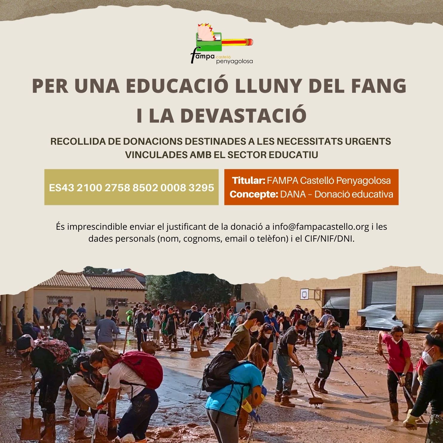 Les famílies de Castelló es bolquen amb les zones afectades per la DANA