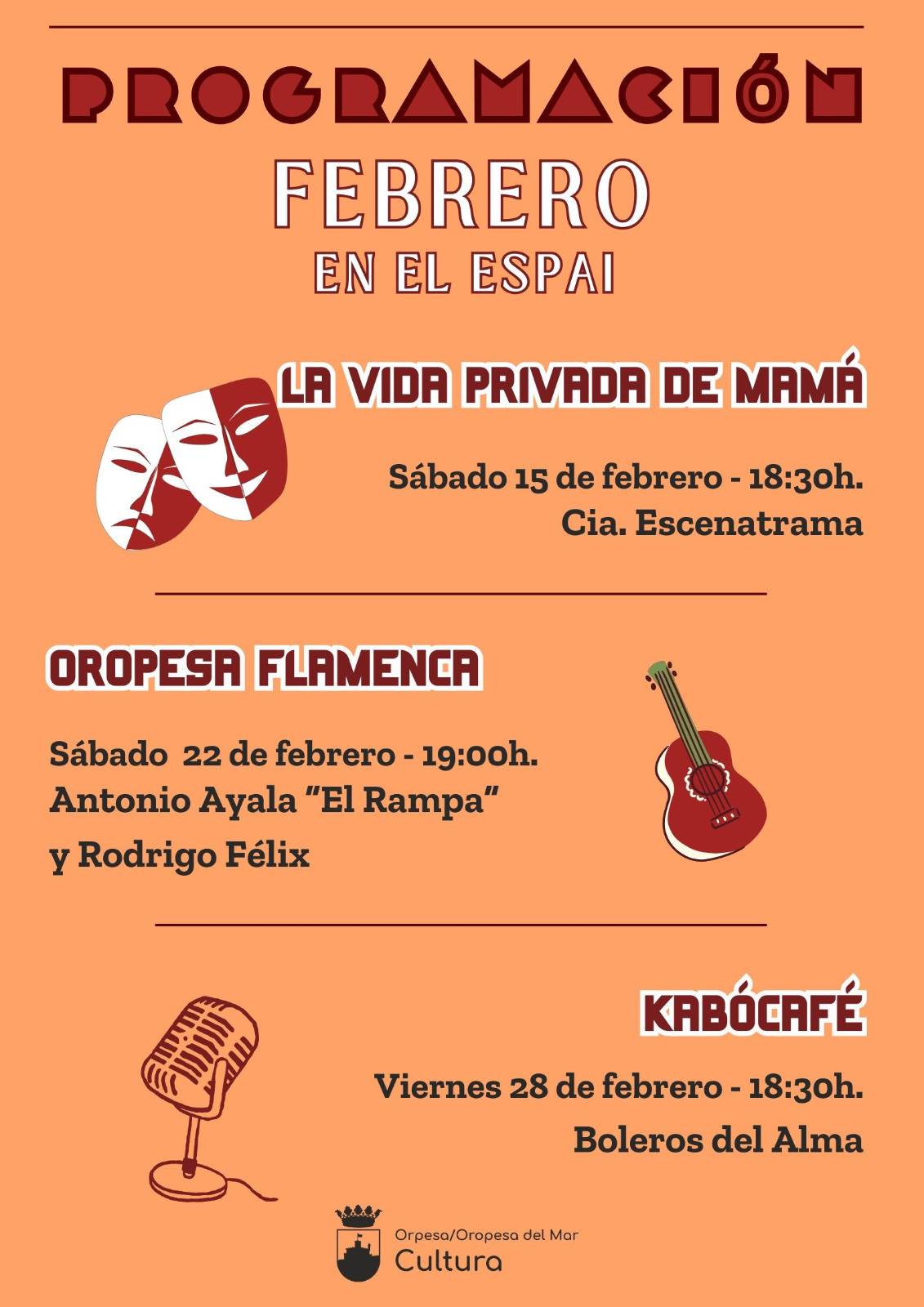 Oropesa del Mar refuerza su programación cultural para febrero