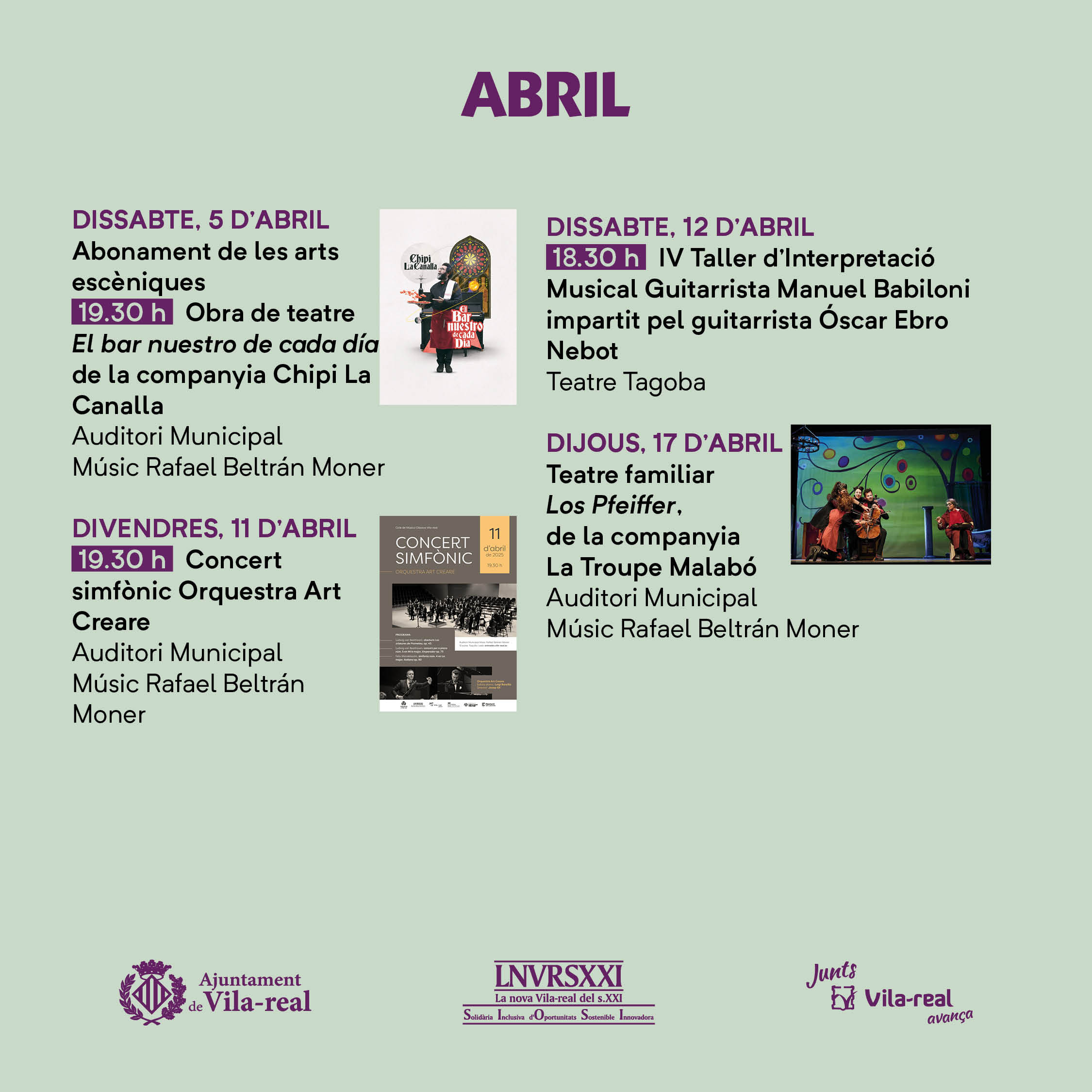 Vila-real prepara un segon trimestre amb 12 propostes culturals