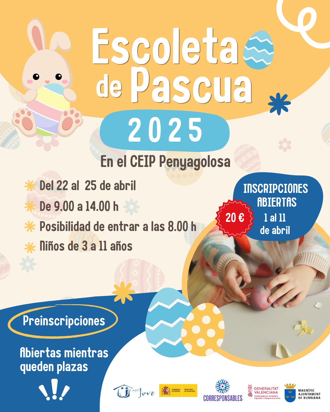 Burriana obre el termini de preinscripció per a l’Escoleta de Pasqua