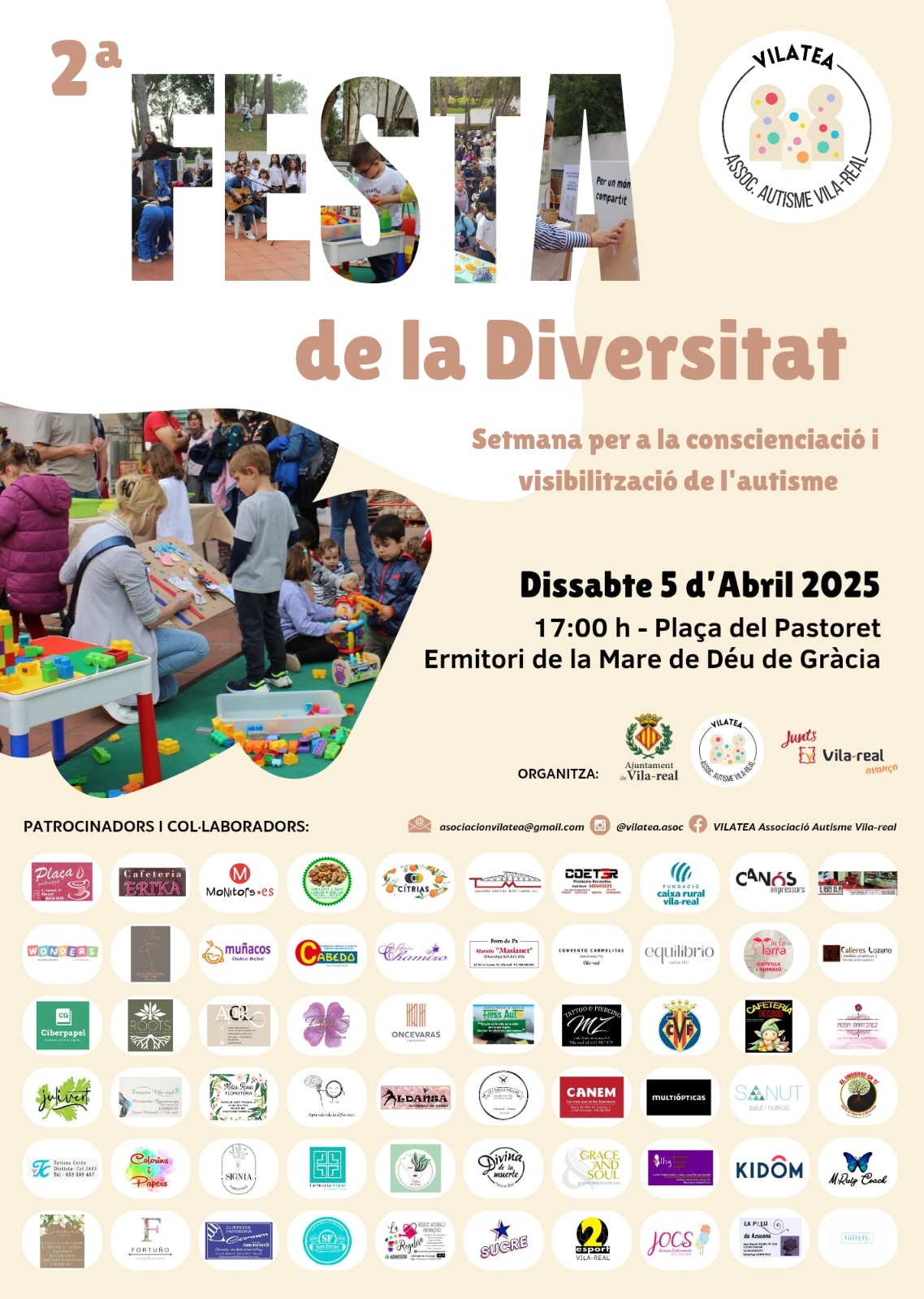 VILATEA prepara la II Setmana de l’Autisme: Festa de la Diversitat, guia per a famílies, oci i formació donaran visibilitat al TEA a Vila-real del 2 al 5 d’abril