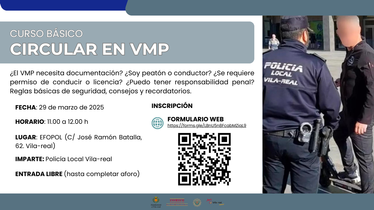 La Policia Local de Vila-real instruirà als usuaris de vehicles de mobilitat personal sobre normativa i seguretat