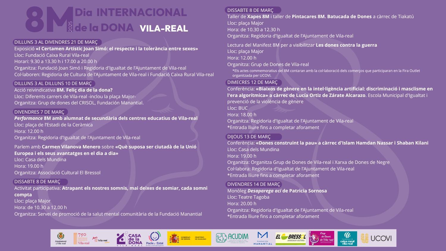 Vila-real amplia la programació del 8M per a dotar de major dinamisme la commemoració