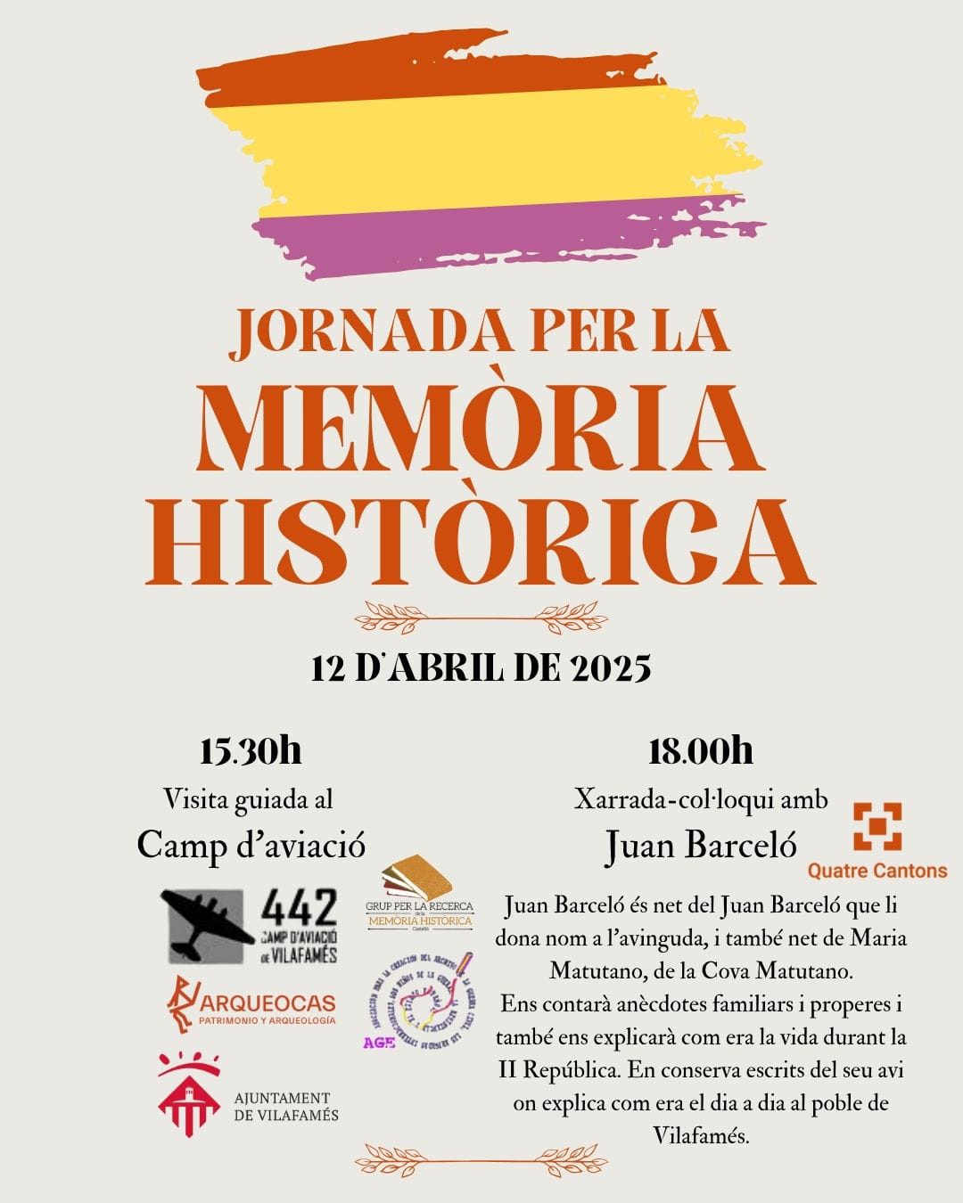 Vilafamés celebra el 12 d’abril una Jornada per la Memòria Històrica