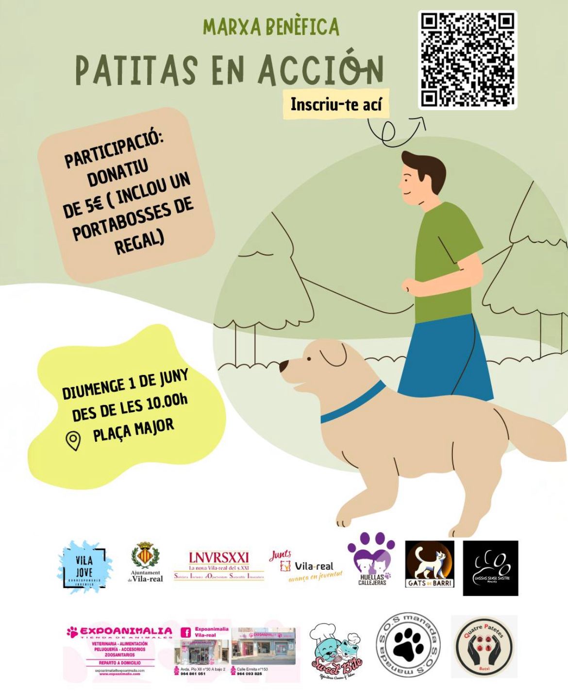 Vila-real consciencia sobre el respecte a les mascotes amb la segona marxa benèfica Patitas en acción