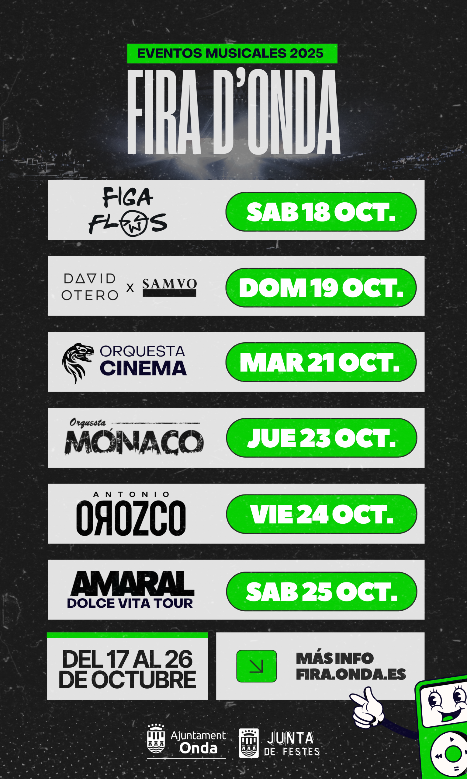 Onda presenta el cartel completo de conciertos de la Fira 2025 con Amaral, Orozco, Figa Flawas y David Otero