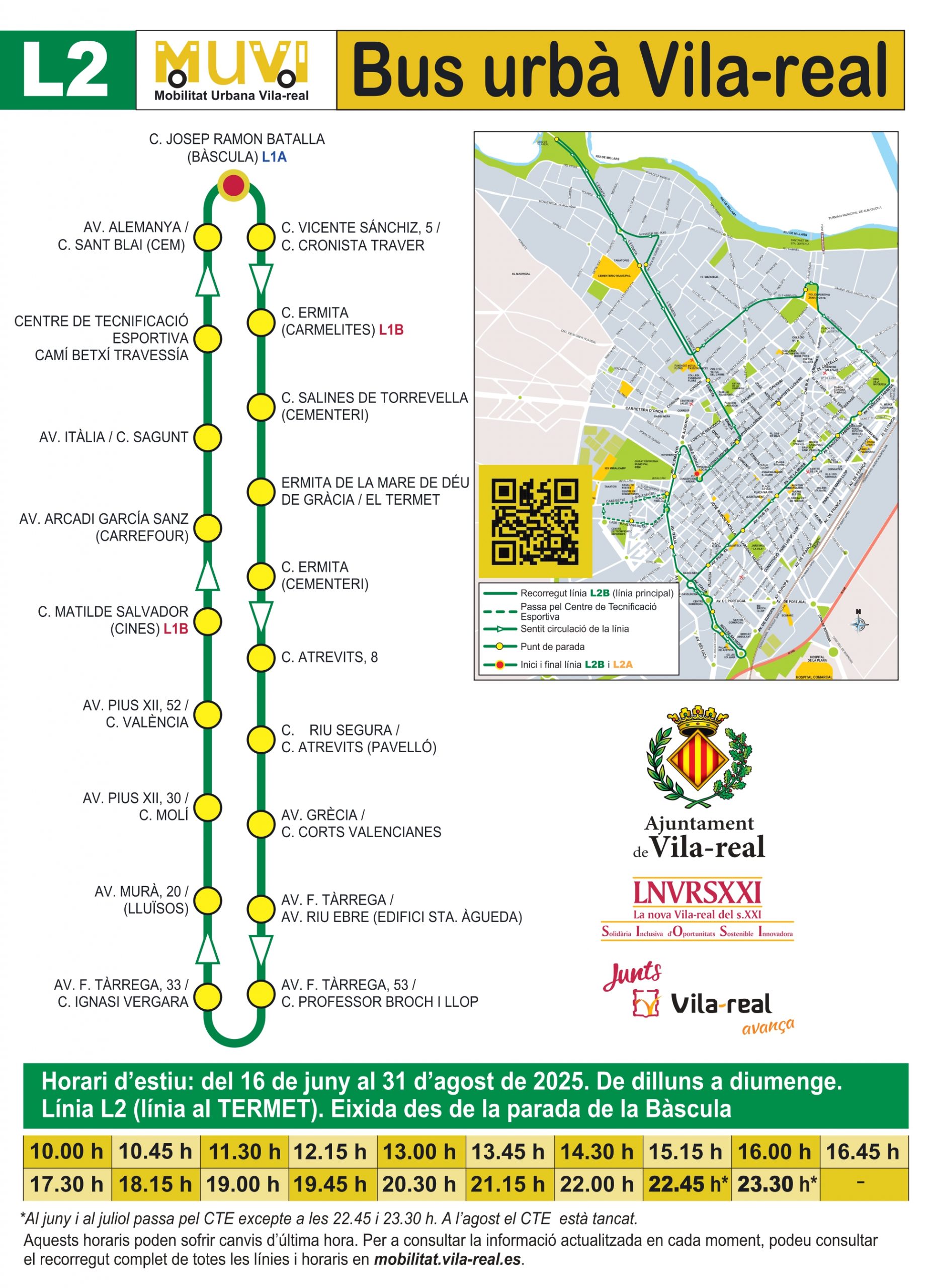 El bus ‘Groguet’ de Vila-real estrena horari estival a partir del dilluns