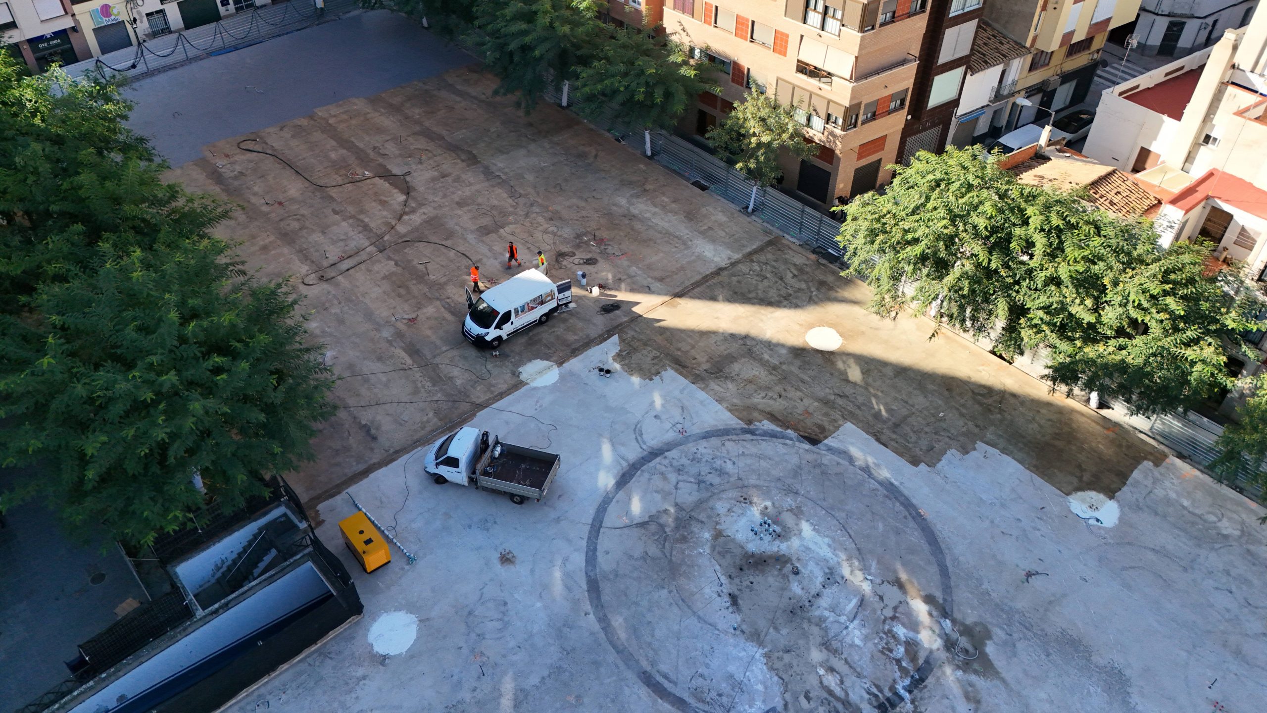 Onda avanza en la transformación de la Plaza España con los trabajos de rebaje e impermeabilización