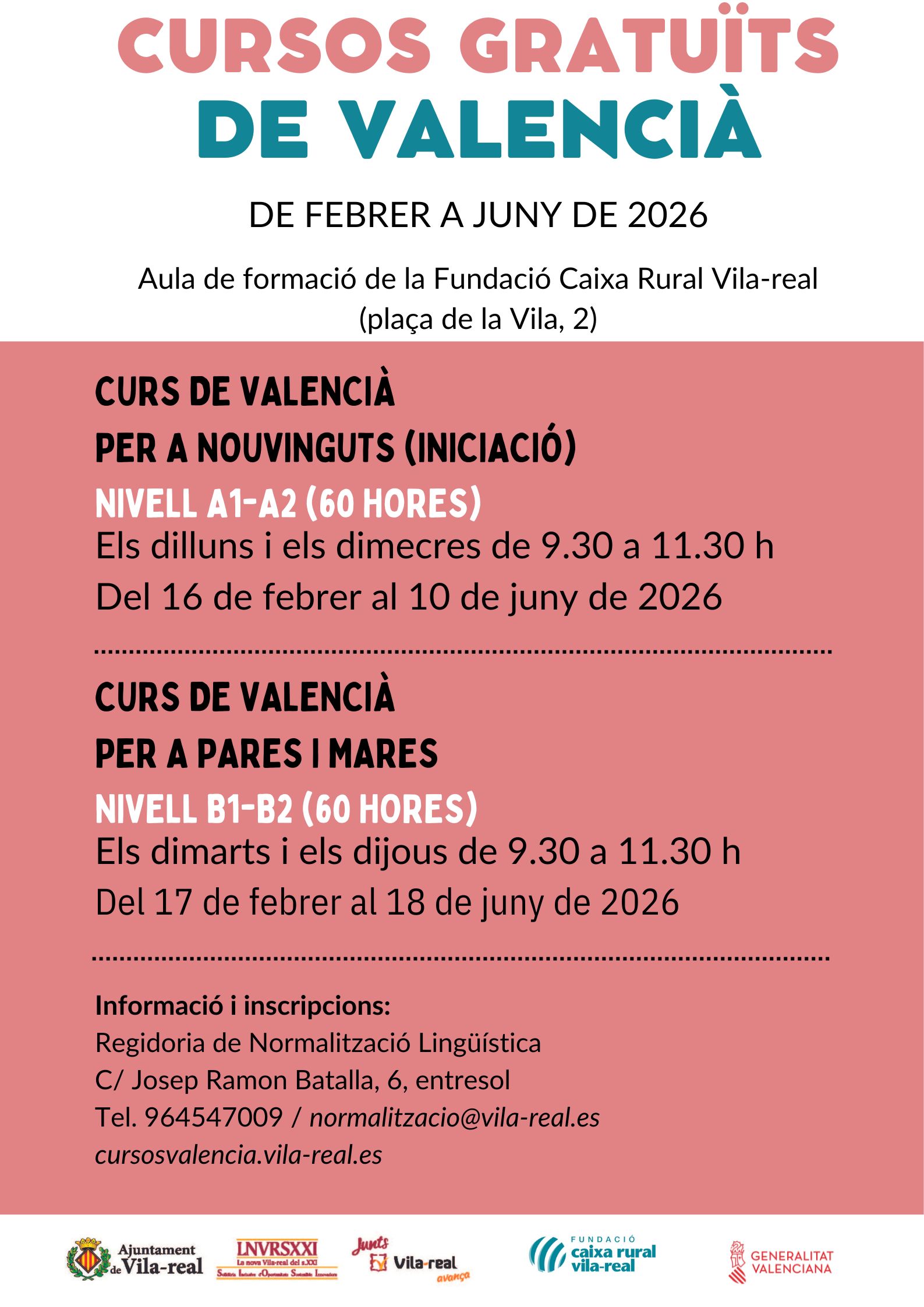 Vila-real convoca una nova edició de cursos de valencià gratuïts per a la població adulta