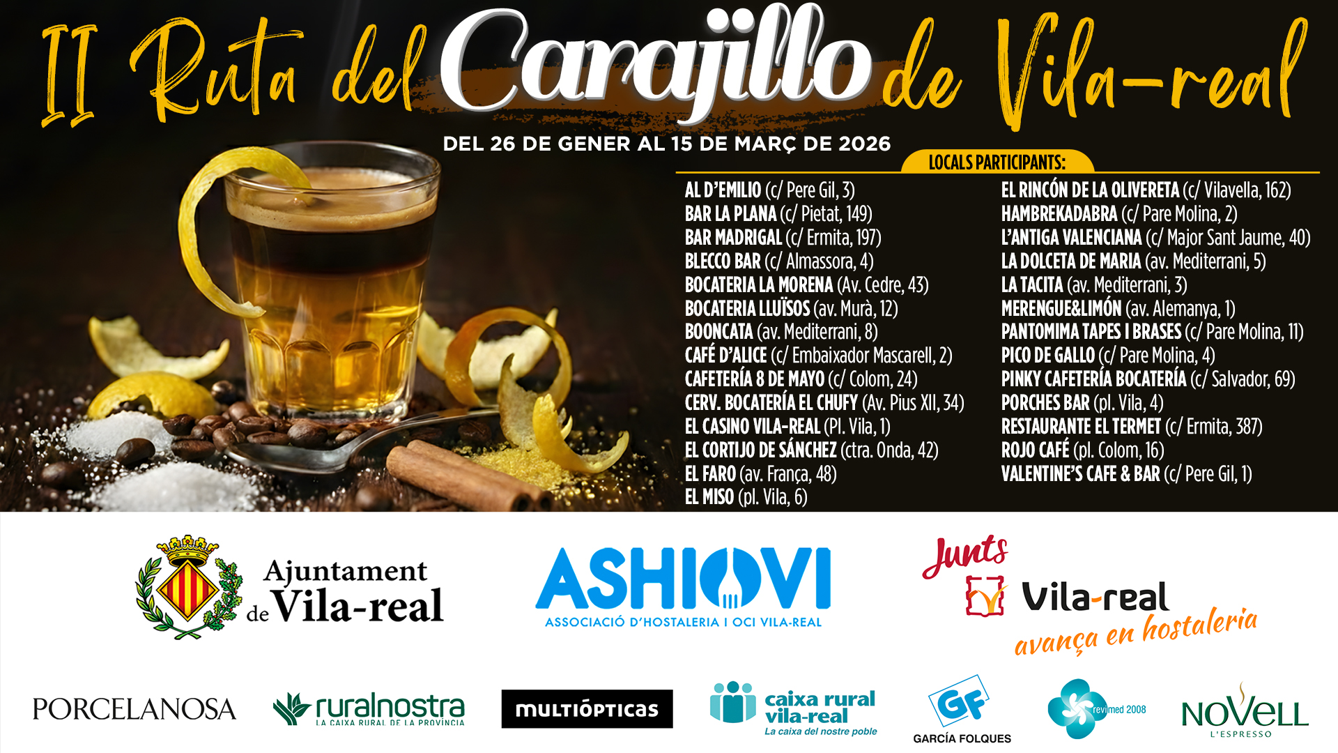 La Ruta del Carajillo de Vila-real suma cinc nous locals en la seua segona edició