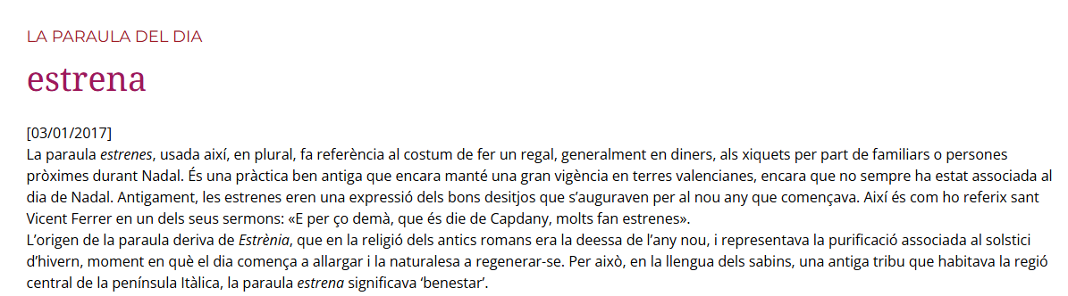 Paraula del dia «estrena»