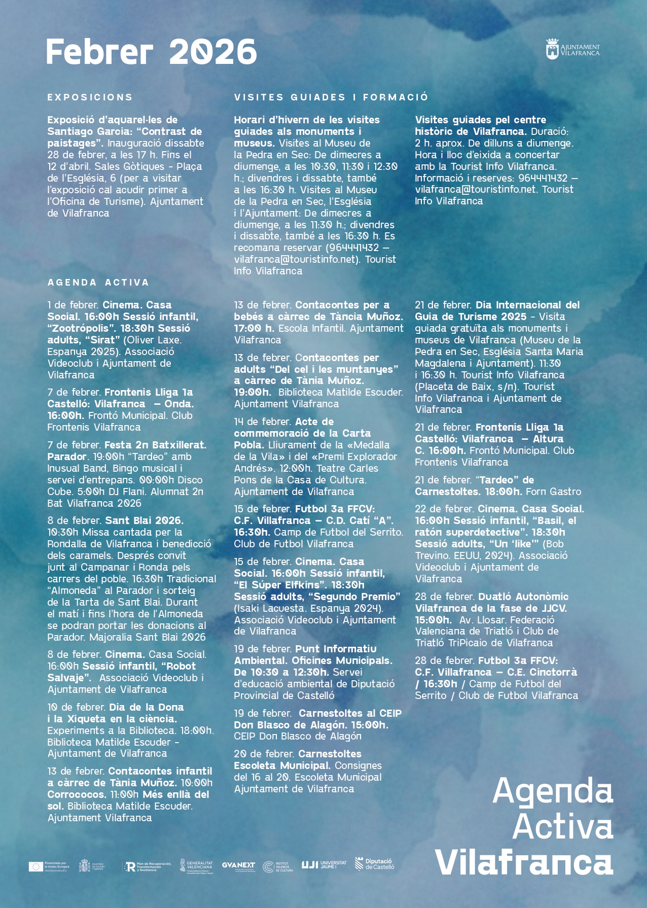 Vilafranca presenta una Agenda Activa de febrer marcada per la Medalla de la Vila
