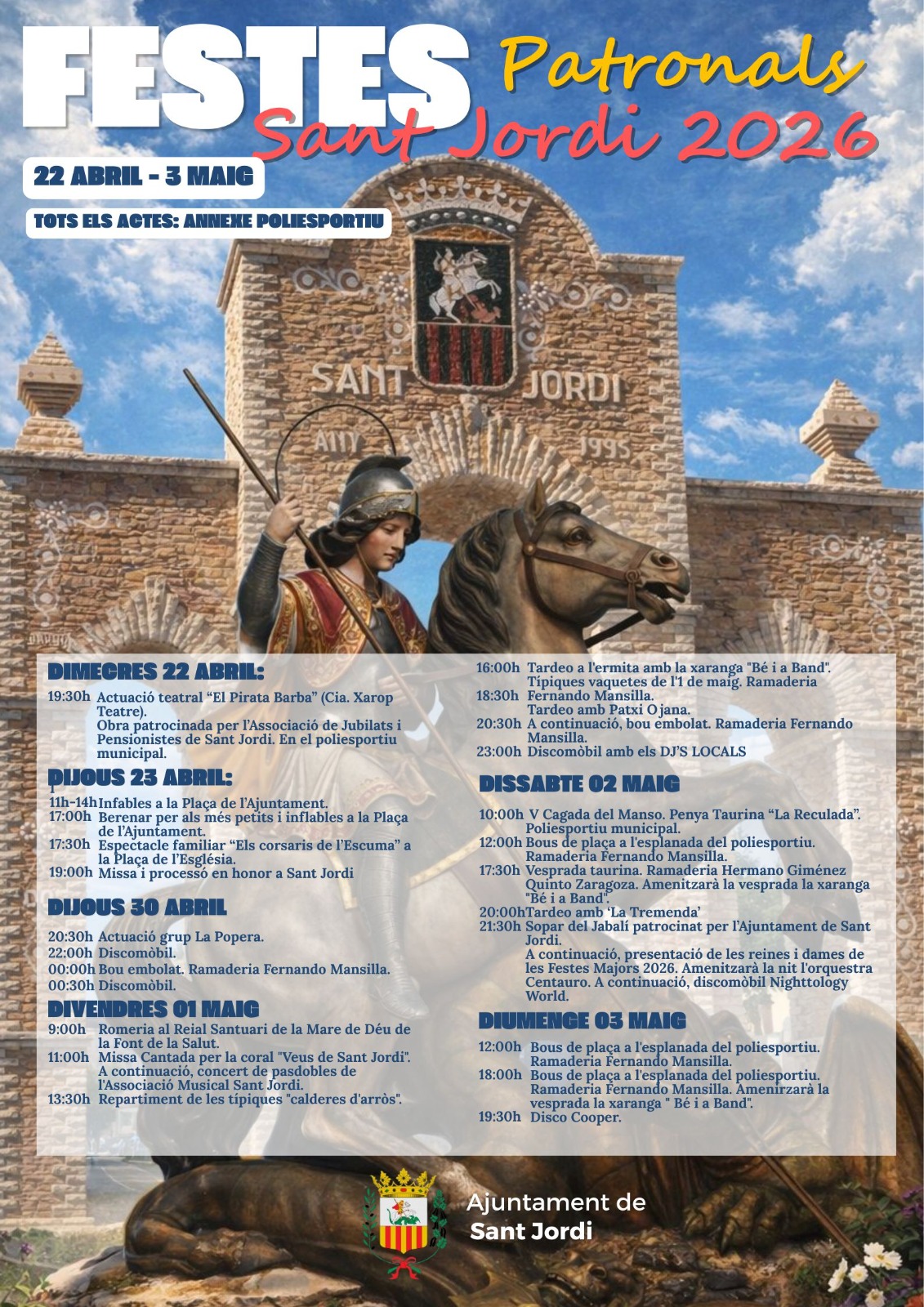 Sant Jordi llenará las calles de tradición, cultura y convivencia vecinal el 23 de abril