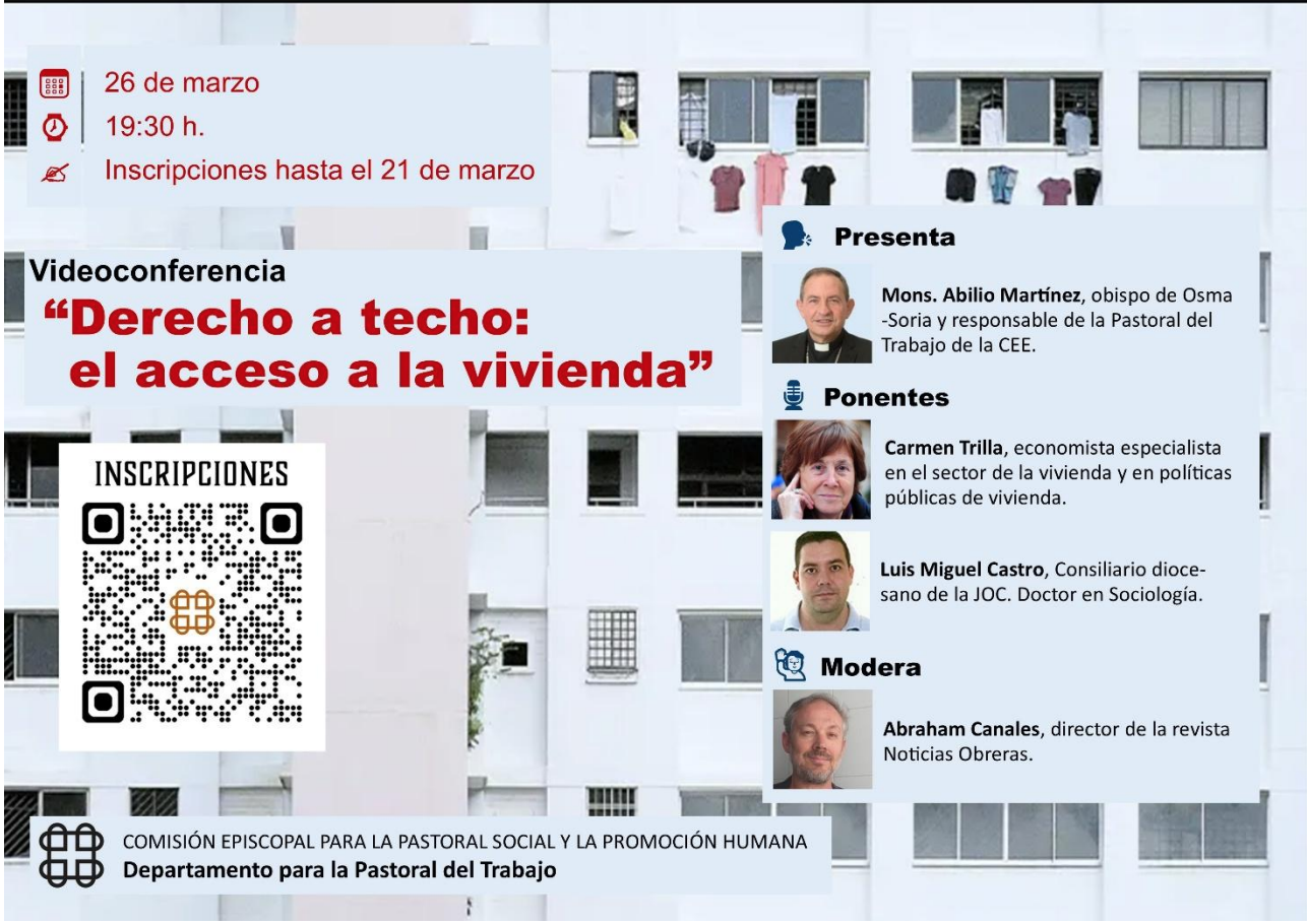 HOAC: Videoconferencia: «Derecho a techo: el acceso a la vivienda». Miércoles 26/03/25