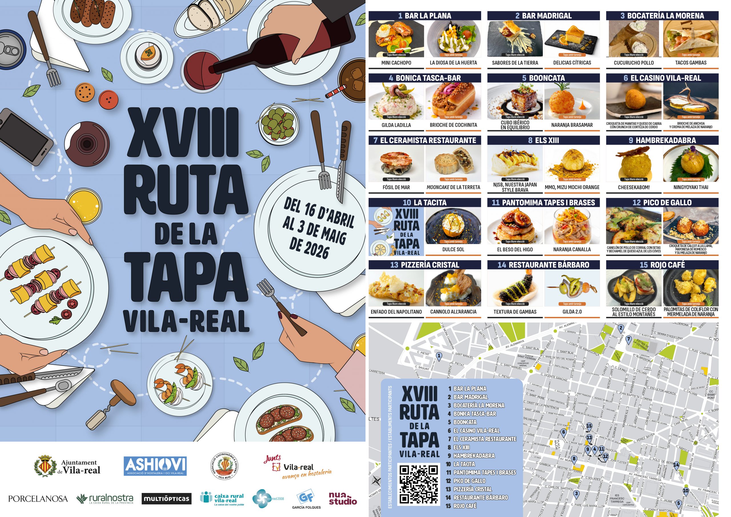Vila-real impulsa la gastronomia i la solidaritat amb la XVIII Ruta de la Tapa amb 15 establiments participants