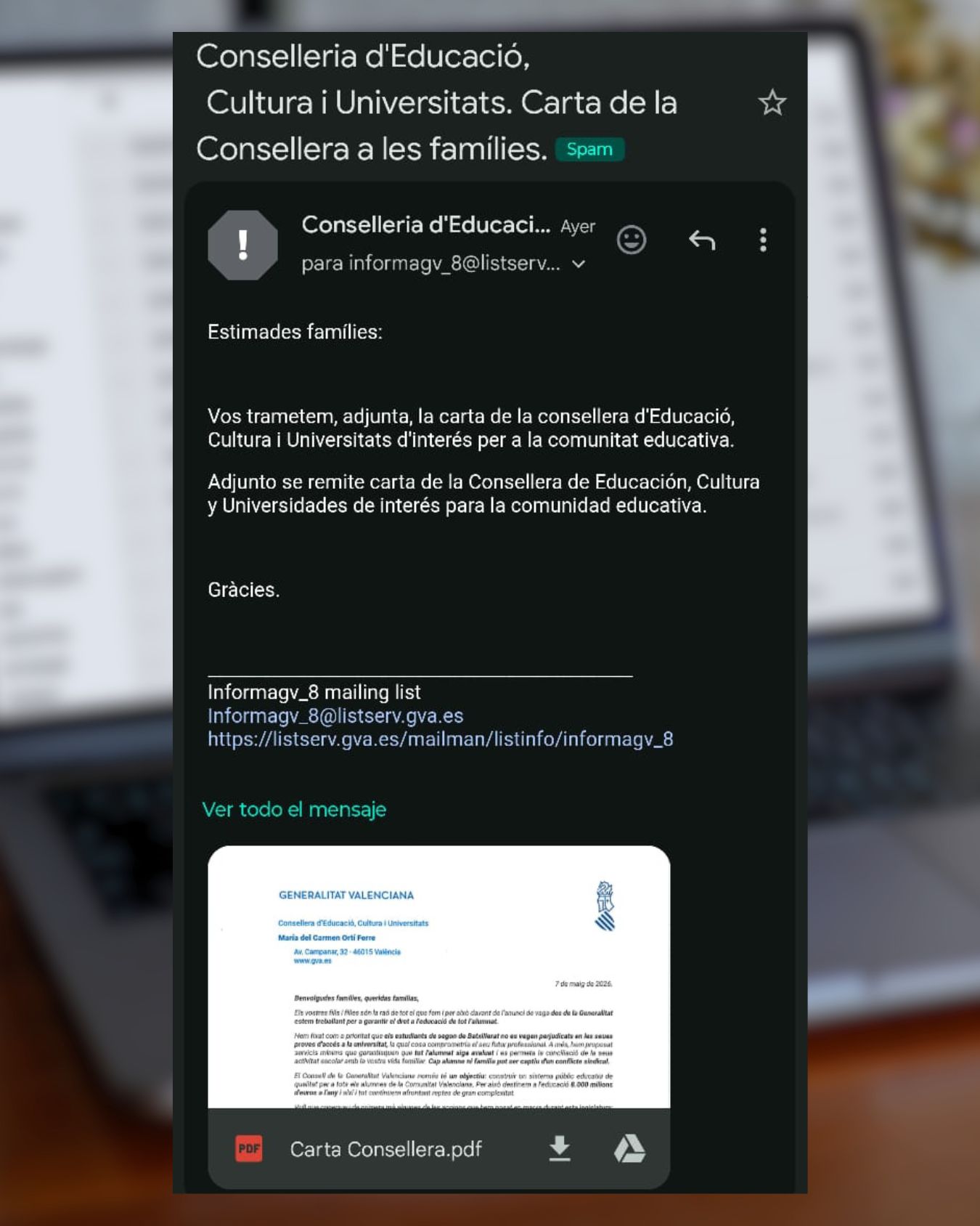 La FAMPA Castelló Penyagolosa denuncia l’ús de dades de les famílies per part de Conselleria per a difondre missatges partidistes